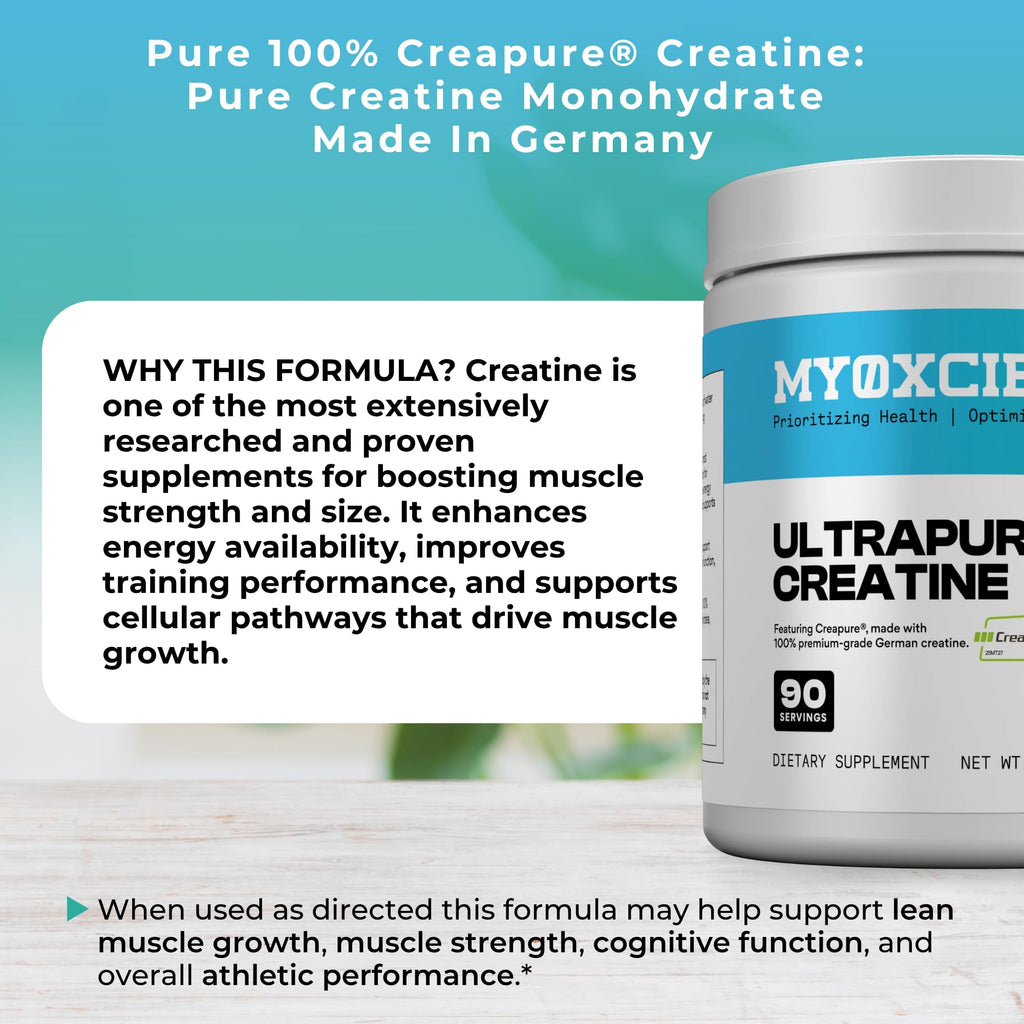 MYOXCIENCE Creapure® Creatine | 5 Grams German Creatine Monohydrate Per Serving | Supports Muscle Performance, Lean Body Mass, & Cognition (90 Serving Jar) - Maple Wellness Supplements