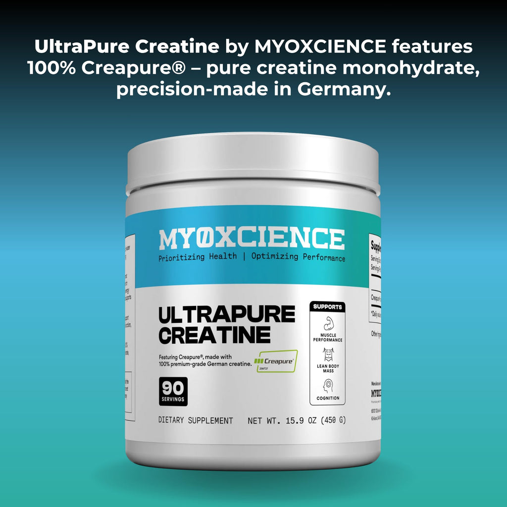 MYOXCIENCE Creapure® Creatine | 5 Grams German Creatine Monohydrate Per Serving | Supports Muscle Performance, Lean Body Mass, & Cognition (90 Serving Jar) - Maple Wellness Supplements