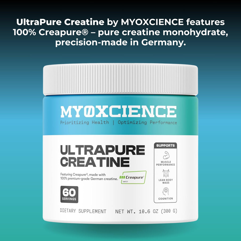 MYOXCIENCE Creapure® Creatine Monohydrate | Supports Strength & Muscle Mass, Cognition and Lean Body Mass | Unflavored 60 Servings - Maple Wellness Supplements