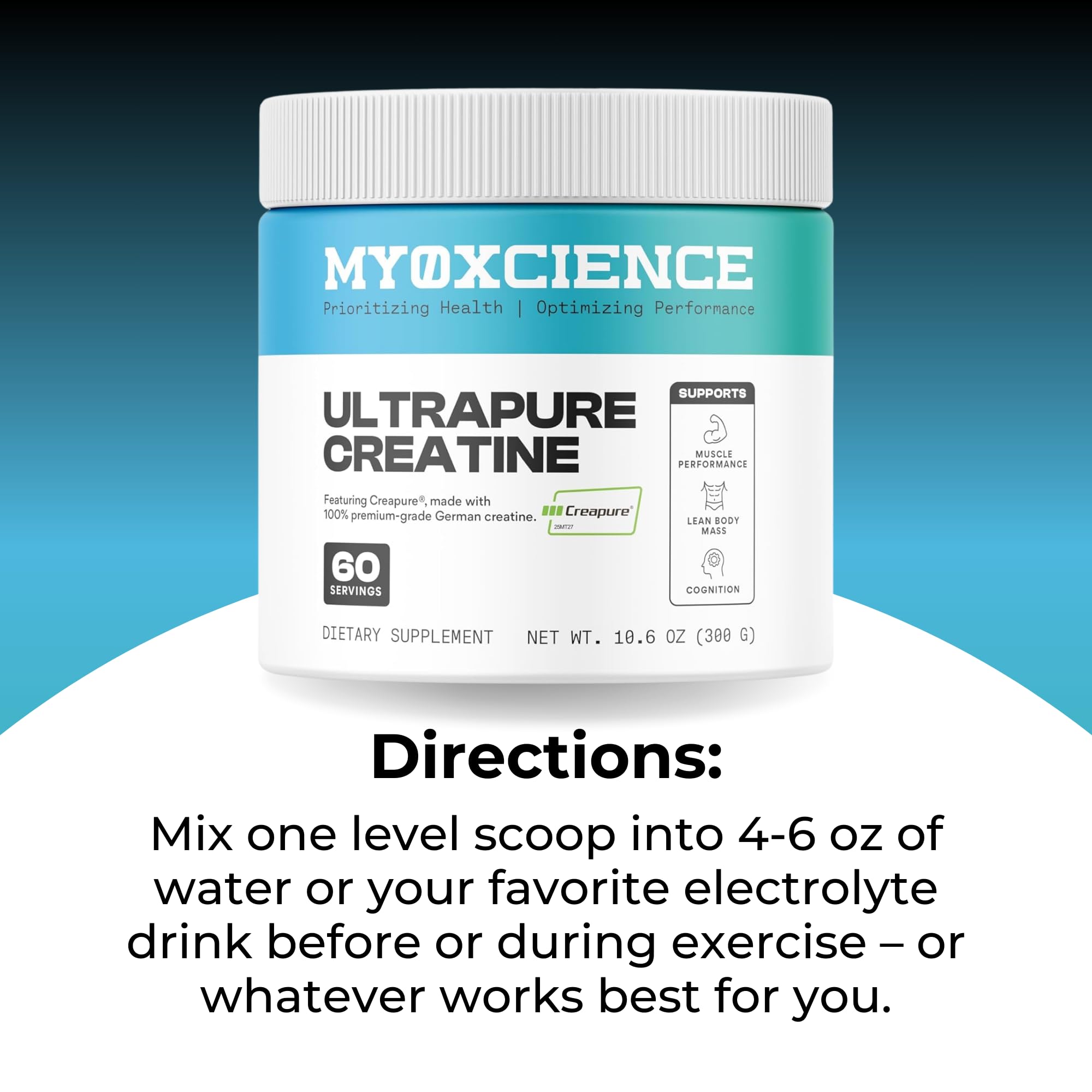 MYOXCIENCE Creapure® Creatine Monohydrate | Supports Strength & Muscle Mass, Cognition and Lean Body Mass | Unflavored 60 Servings - Maple Wellness Supplements