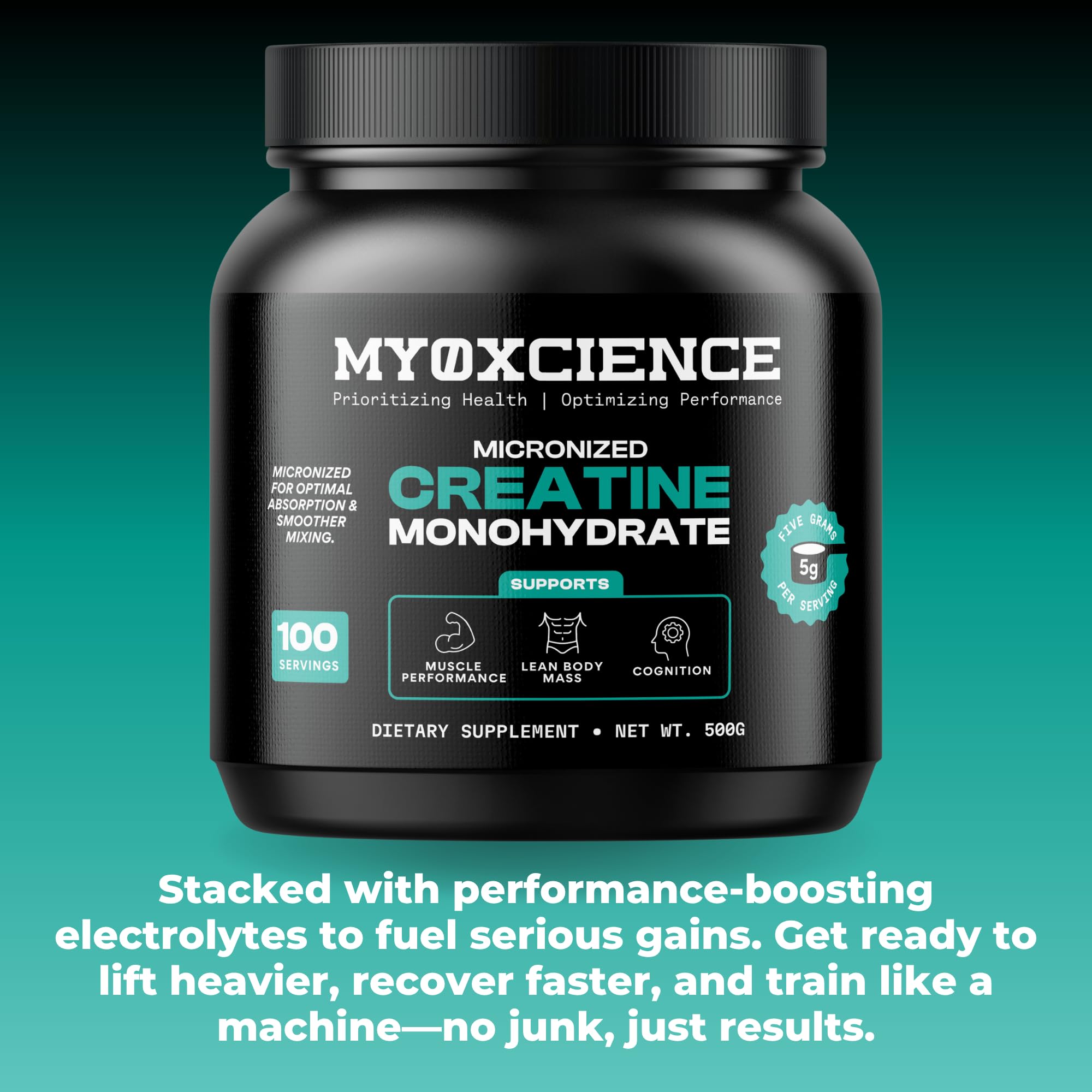MYOXCIENCE Micronized Creatine | Supports Muscle Performance, Lean Body Mass, & Cognition | 100 Servings - Maple Wellness Supplements