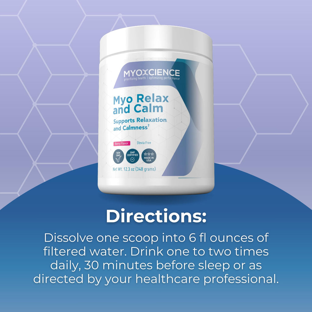 MYOXCIENCE Myo Relax & Calm | Myo-Inositol, L-Theanine, Taurine, Magnesium & GABA | Supports Sleep, Neurotransmitter & Hormone Support (Berry Flavor) (60 Servings) - Maple Wellness Supplements