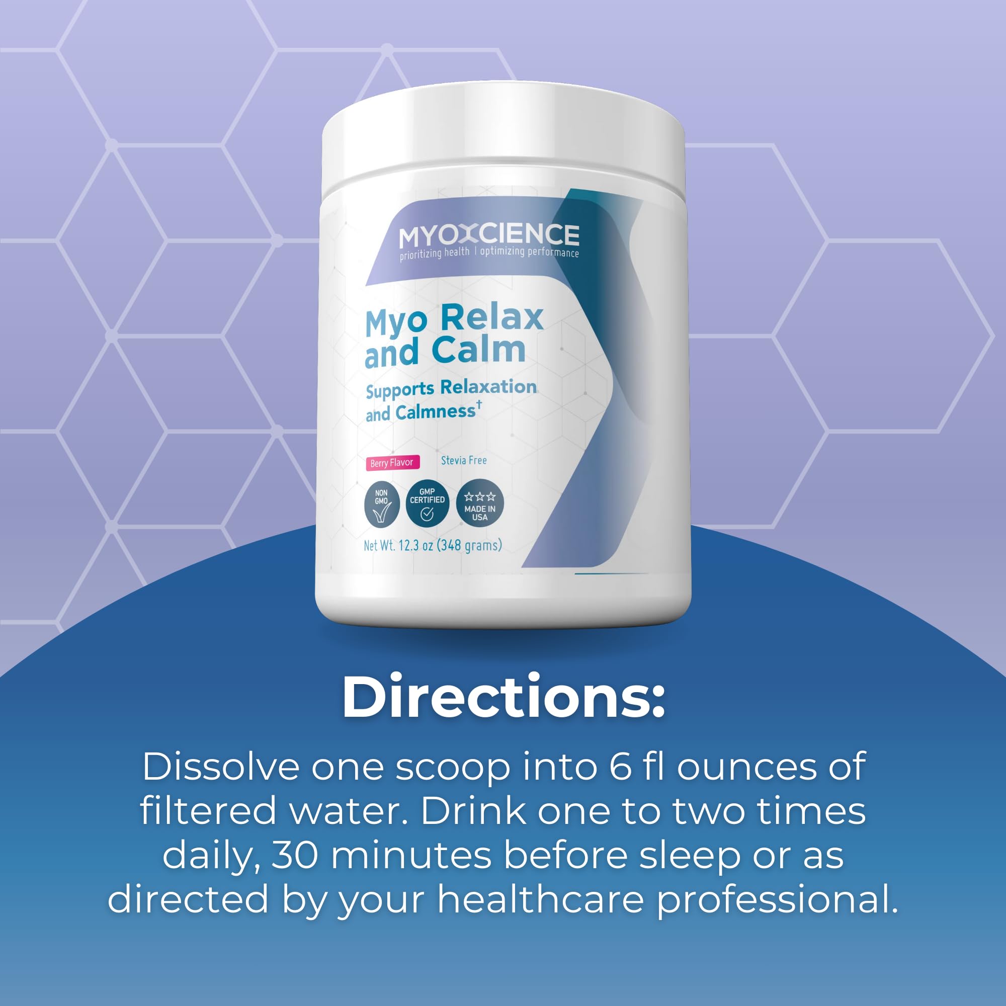 MYOXCIENCE Myo Relax & Calm | Myo-Inositol, L-Theanine, Taurine, Magnesium & GABA | Supports Sleep, Neurotransmitter & Hormone Support (Berry Flavor) (60 Servings) - Maple Wellness Supplements
