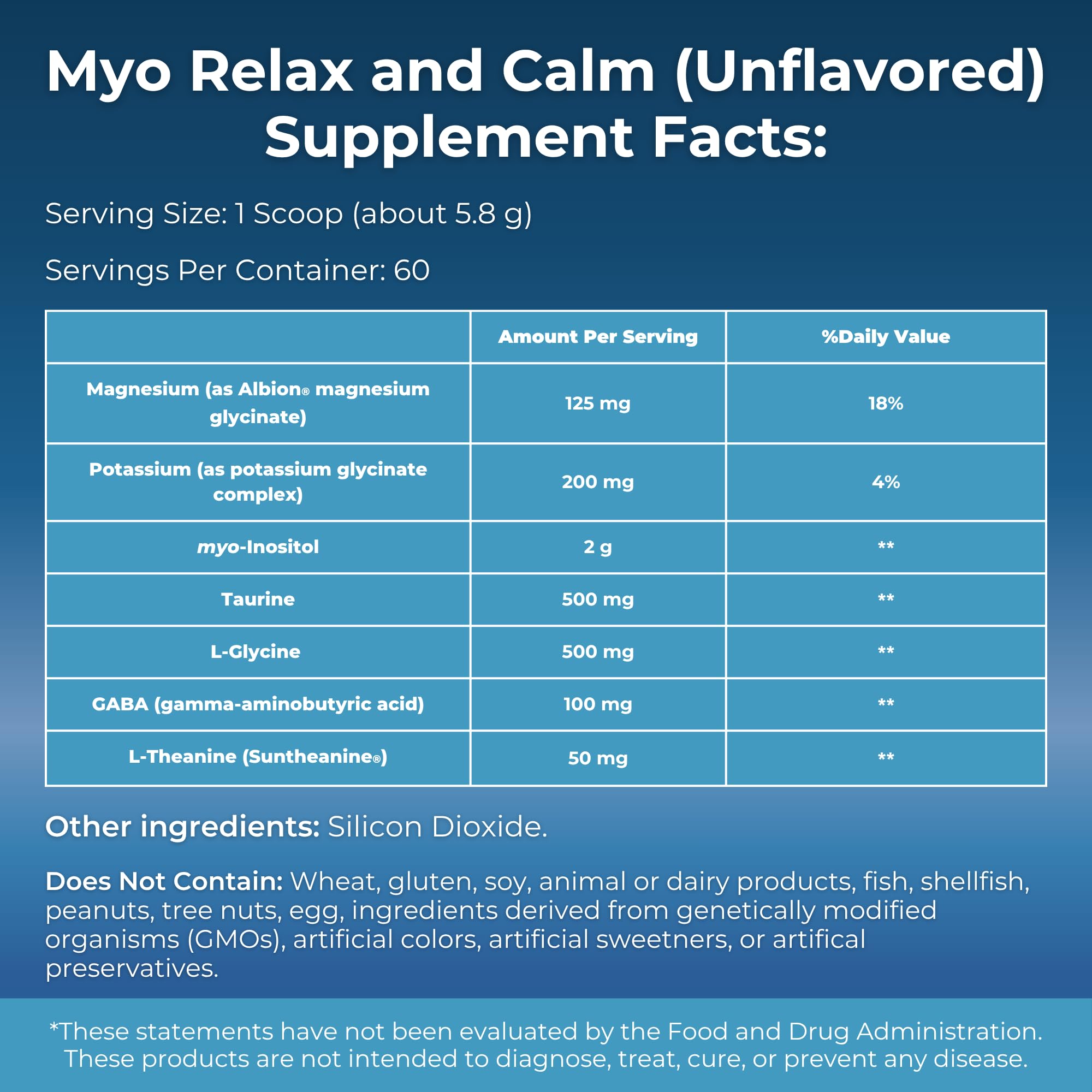 MYOXCIENCE Myo Relax & Calm | Myo-Inositol, L-Theanine, Taurine, Magnesium & GABA | Supports Sleep, Neurotransmitter & Hormone Support (Unflavored) (60 Servings) - Maple Wellness Supplements