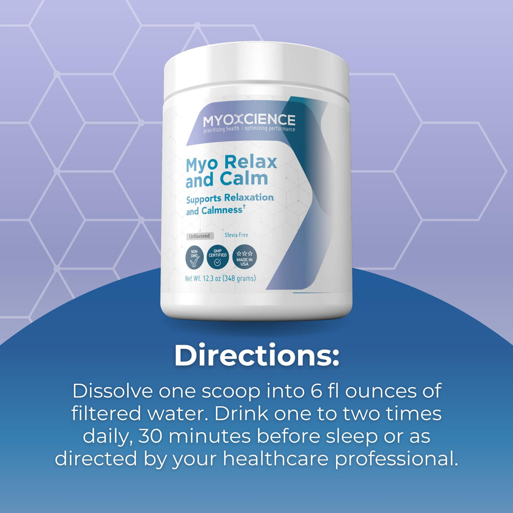 MYOXCIENCE Myo Relax & Calm | Myo-Inositol, L-Theanine, Taurine, Magnesium & GABA | Supports Sleep, Neurotransmitter & Hormone Support (Unflavored) (60 Servings) - Maple Wellness Supplements