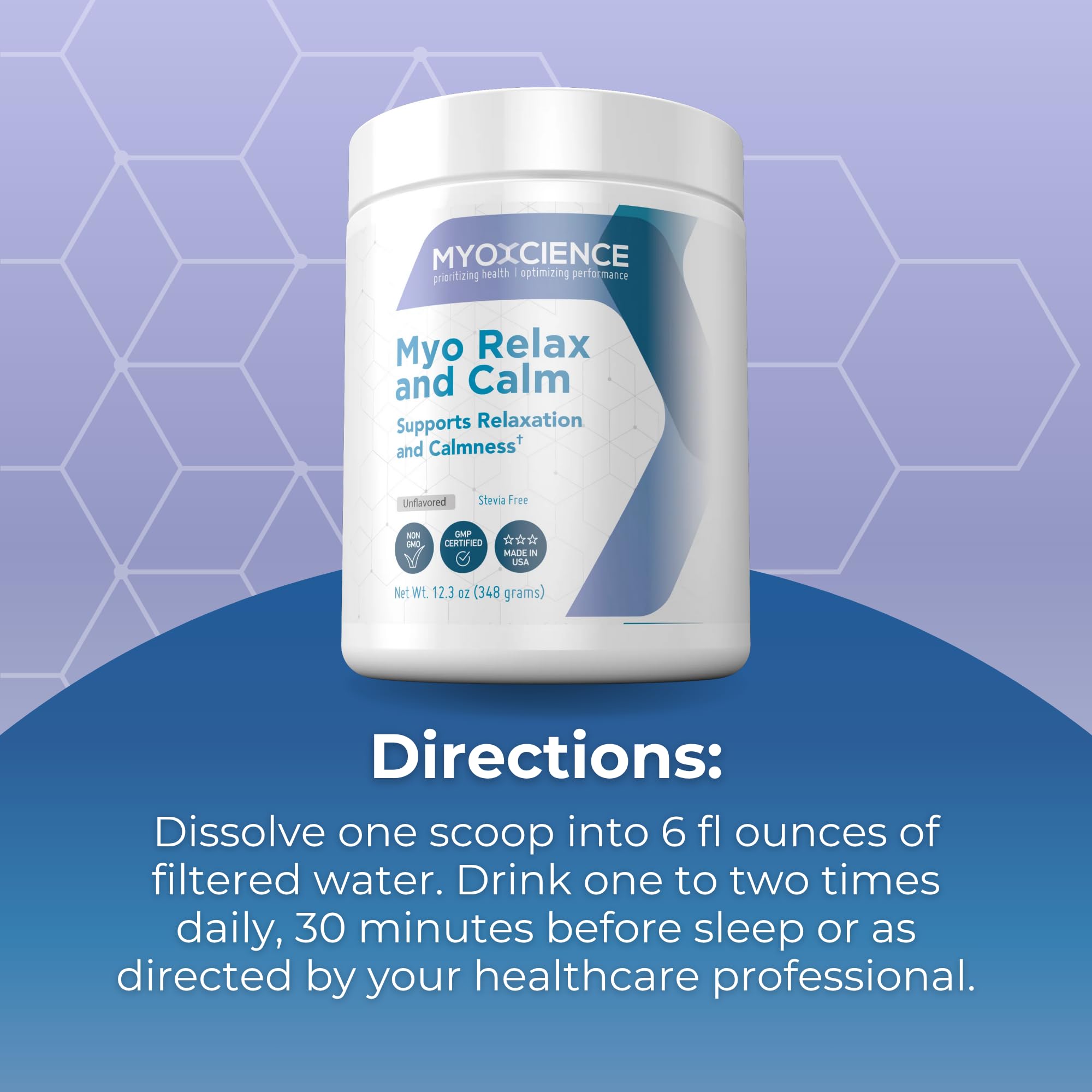 MYOXCIENCE Myo Relax & Calm | Myo-Inositol, L-Theanine, Taurine, Magnesium & GABA | Supports Sleep, Neurotransmitter & Hormone Support (Unflavored) (60 Servings) - Maple Wellness Supplements