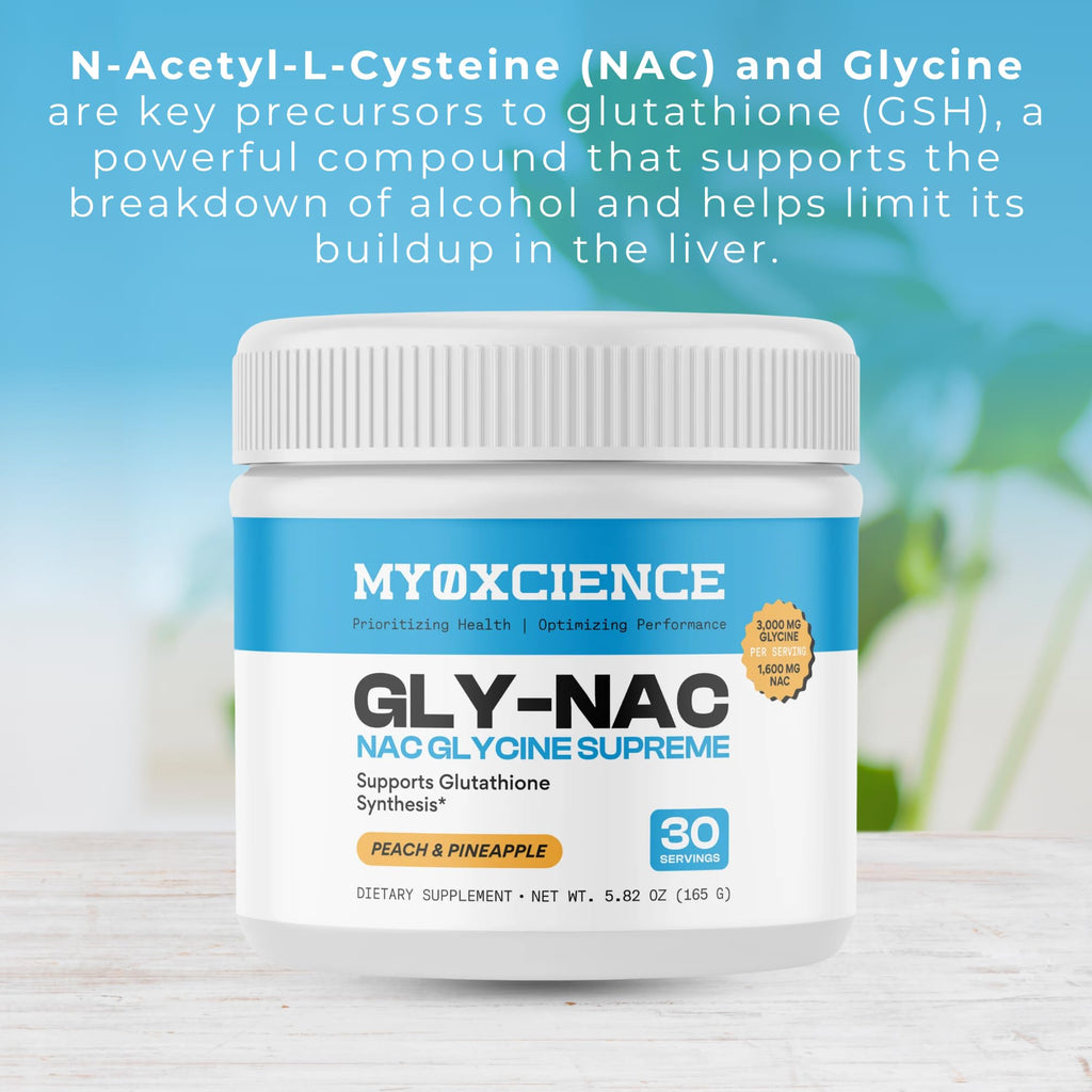 MYOXCIENCE NAC Glycine Supreme | N-Acetyl-L-Cysteine, Glycine, and Taurine Combination (Natural Peach and Pineapple Flavor) (30 Servings) - Maple Wellness Supplements