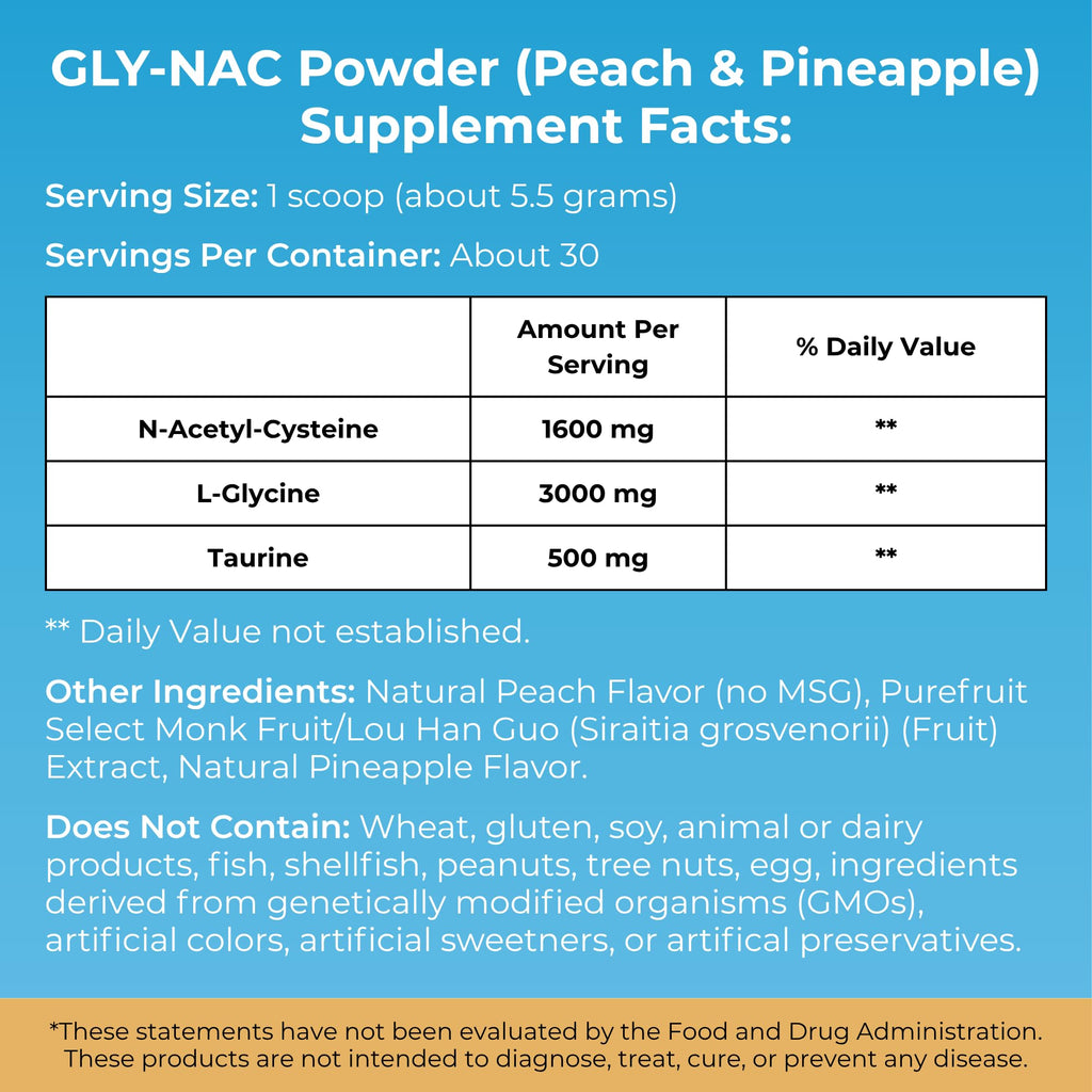 MYOXCIENCE NAC Glycine Supreme | N-Acetyl-L-Cysteine, Glycine, and Taurine Combination (Natural Peach and Pineapple Flavor) (30 Servings) - Maple Wellness Supplements