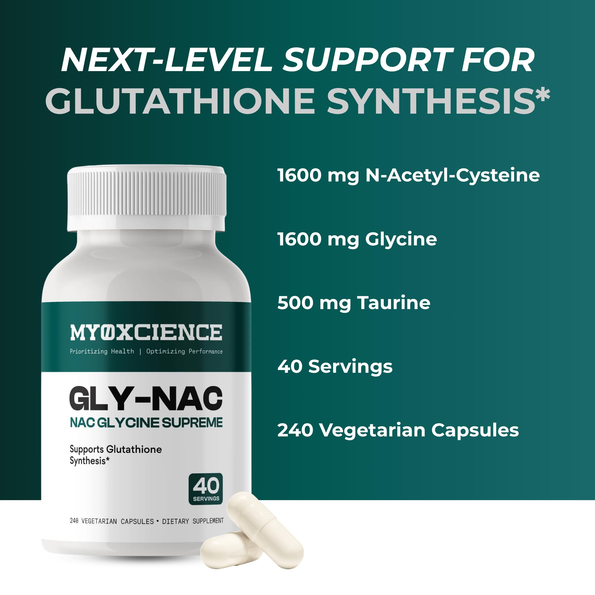 MYOXCIENCE NAC Supreme Capsules | 1.6 G N-Acetyl-L-Cysteine per Serving | 40 Servings - Maple Wellness Supplements