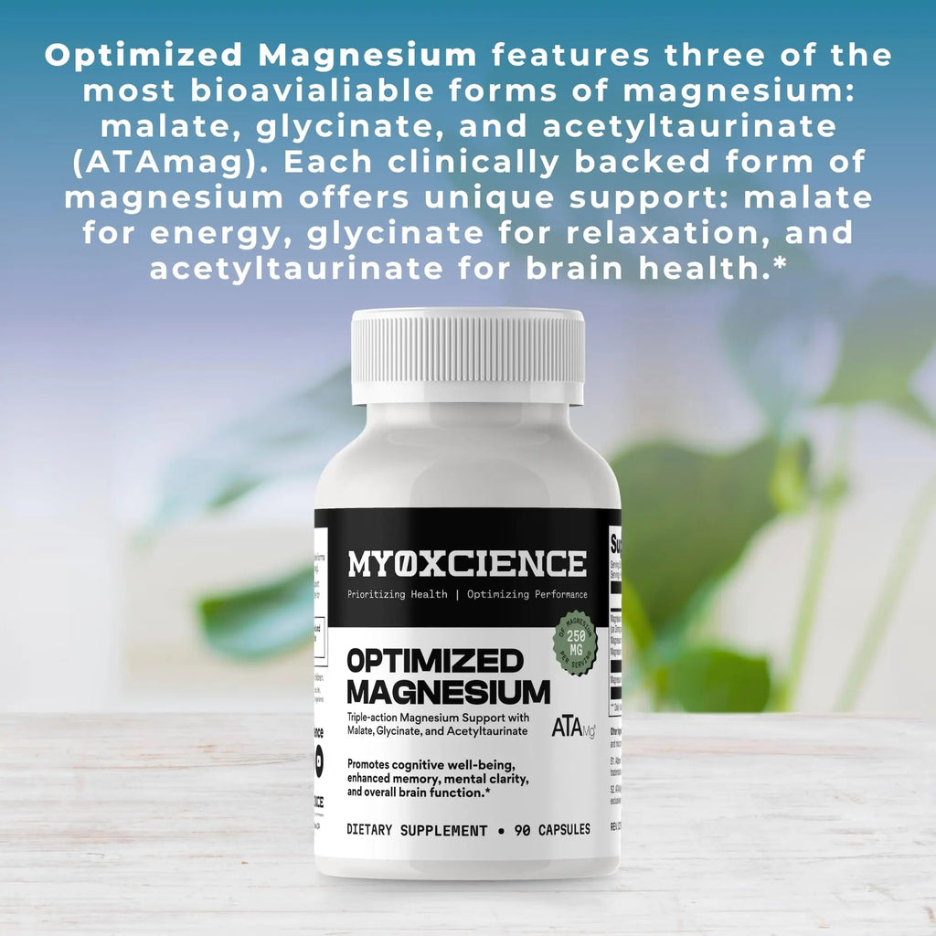 MYOXCIENCE Optimized Magnesium Glycinate + Magnesium Taurate (as ATAmag®) for High Brain Bioavailability to Support Stress Relief and Sleep | 30 Servings - TrustMedUSA