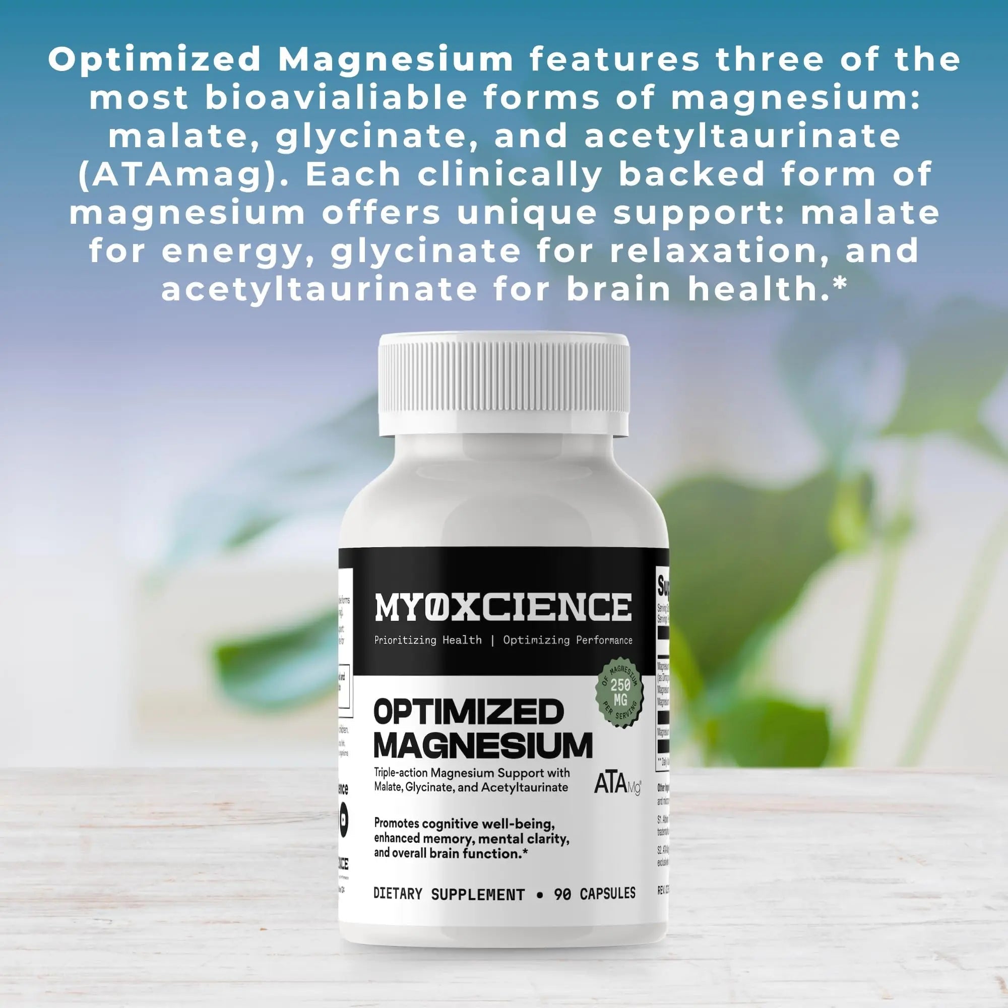 MYOXCIENCE Optimized Magnesium Glycinate + Magnesium Taurate (as ATAmag®) for High Brain Bioavailability to Support Stress Relief and Sleep | 30 Servings - TrustMedUSA