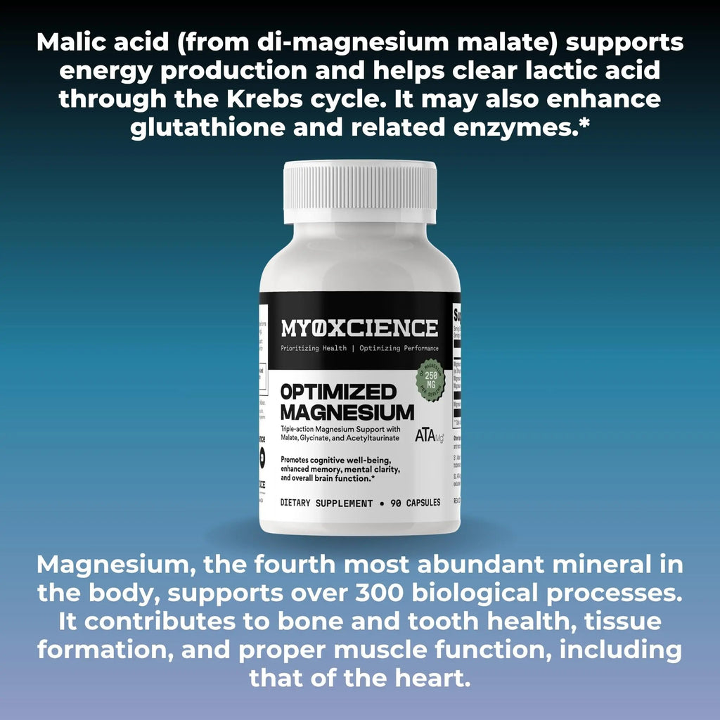 MYOXCIENCE Optimized Magnesium Glycinate + Magnesium Taurate (as ATAmag®) for High Brain Bioavailability to Support Stress Relief and Sleep | 30 Servings - TrustMedUSA