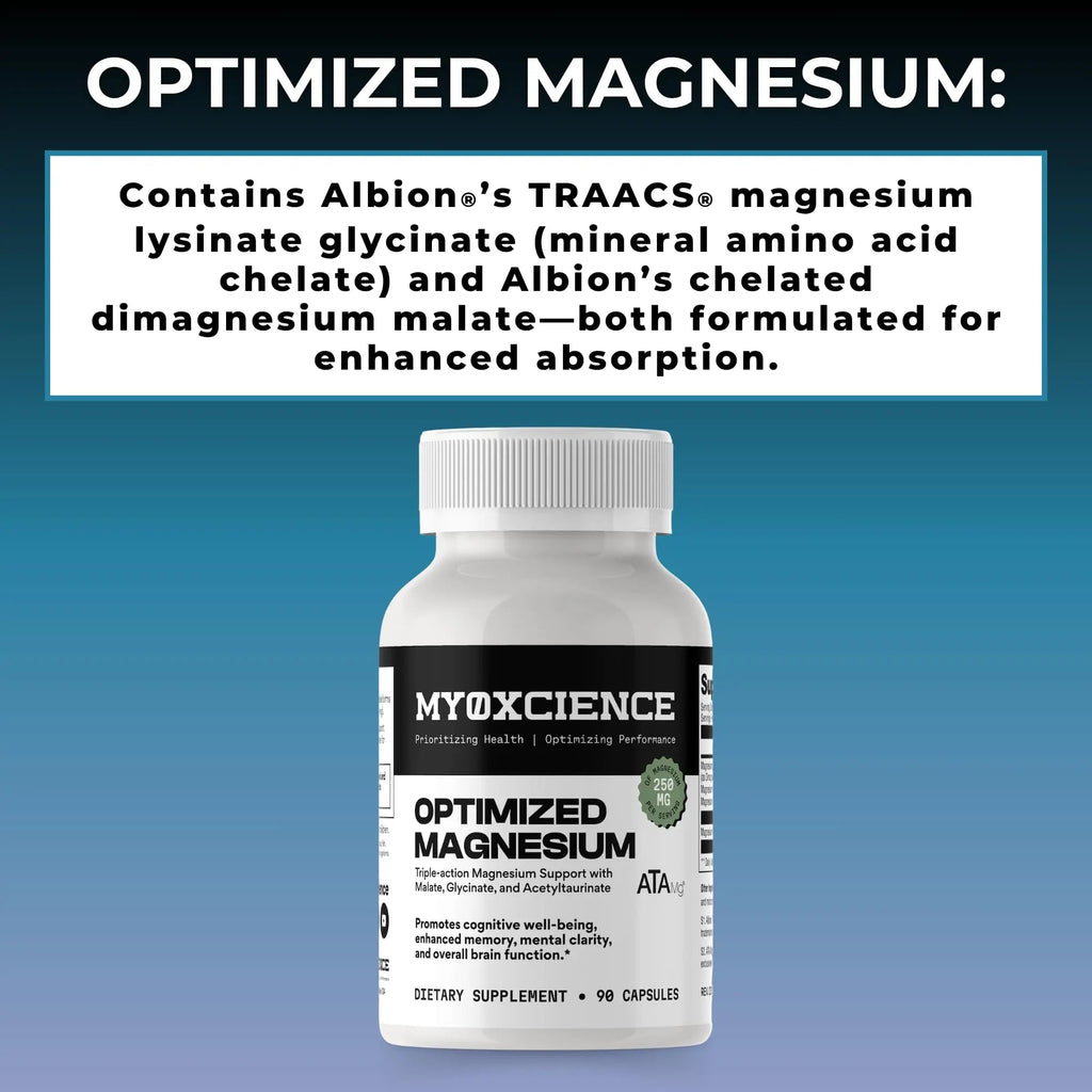MYOXCIENCE Optimized Magnesium Glycinate + Magnesium Taurate (as ATAmag®) for High Brain Bioavailability to Support Stress Relief and Sleep | 30 Servings - TrustMedUSA
