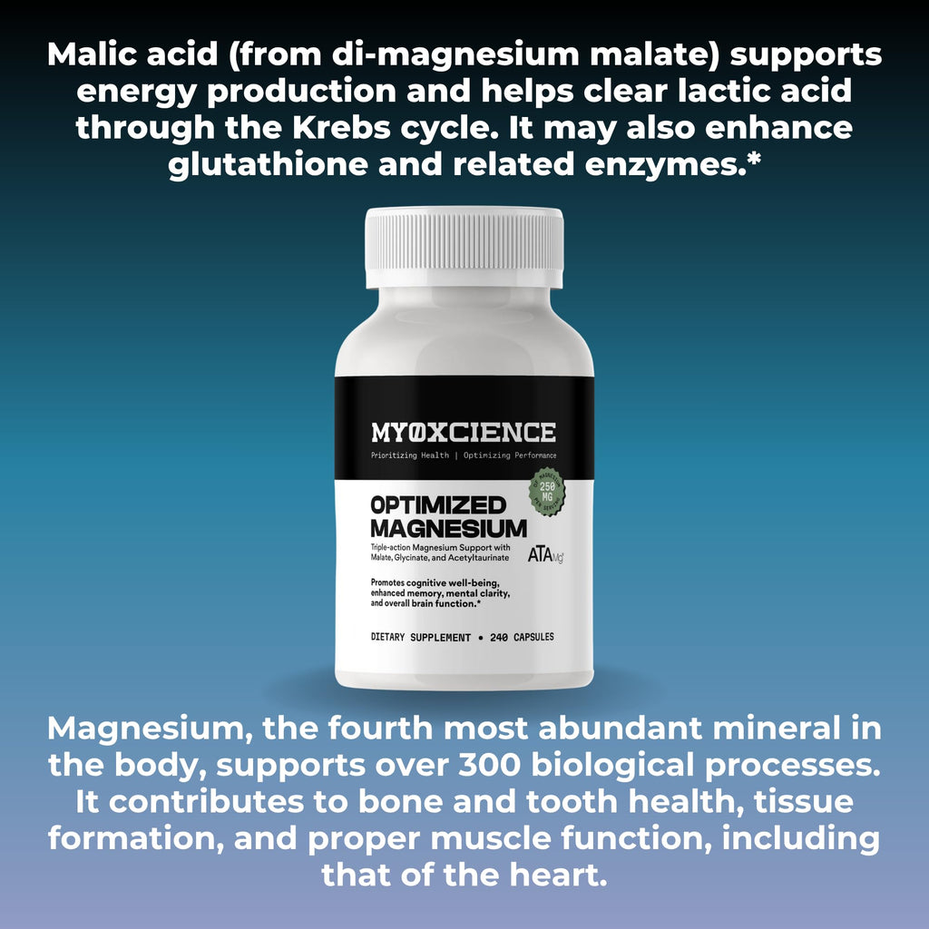 MYOXCIENCE Optimized Magnesium Glycinate + Magnesium Taurate (as ATAmag®) for High Brain Bioavailability to Support Stress Relief and Sleep | 80 Servings - Maple Wellness Supplements