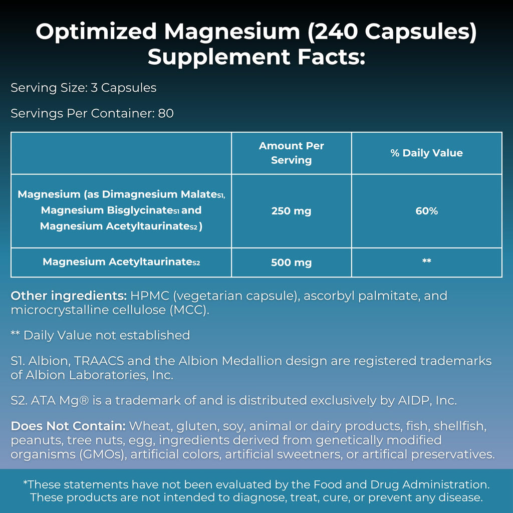 MYOXCIENCE Optimized Magnesium Glycinate + Magnesium Taurate (as ATAmag®) for High Brain Bioavailability to Support Stress Relief and Sleep | 80 Servings - Maple Wellness Supplements