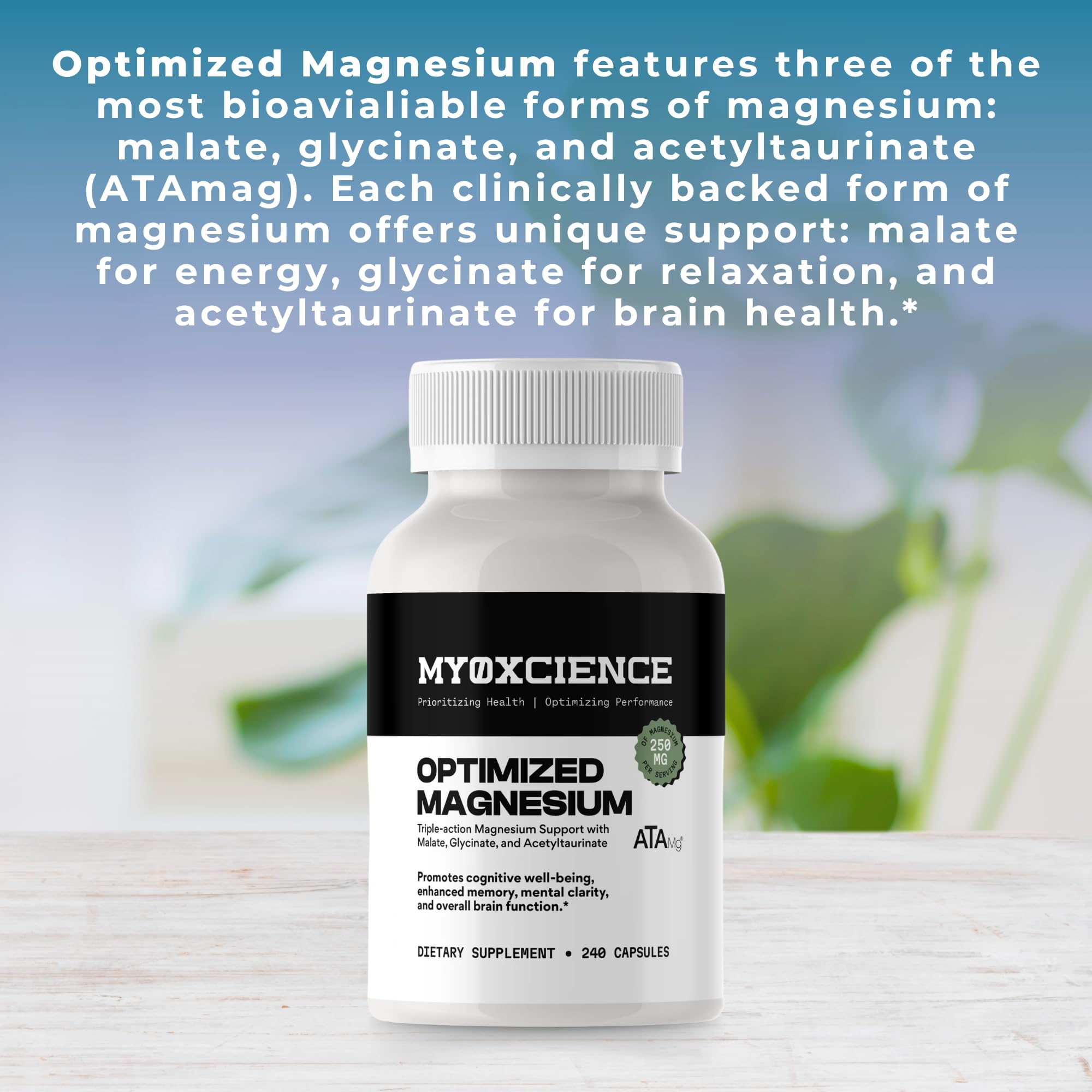 MYOXCIENCE Optimized Magnesium Glycinate + Magnesium Taurate (as ATAmag®) for High Brain Bioavailability to Support Stress Relief and Sleep | 80 Servings - Maple Wellness Supplements