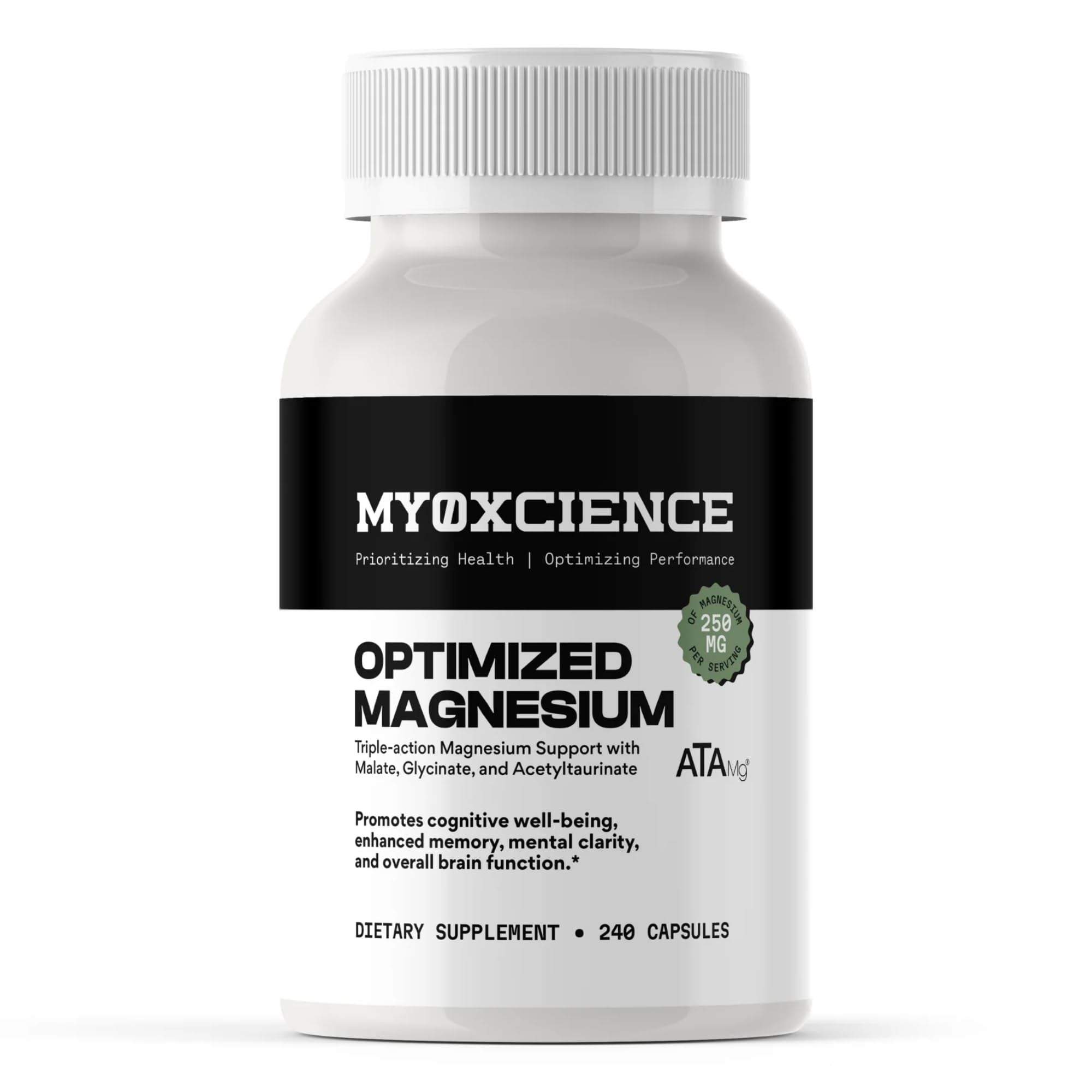 MYOXCIENCE Optimized Magnesium Glycinate + Magnesium Taurate (as ATAmag®) for High Brain Bioavailability to Support Stress Relief and Sleep | 80 Servings - Maple Wellness Supplements