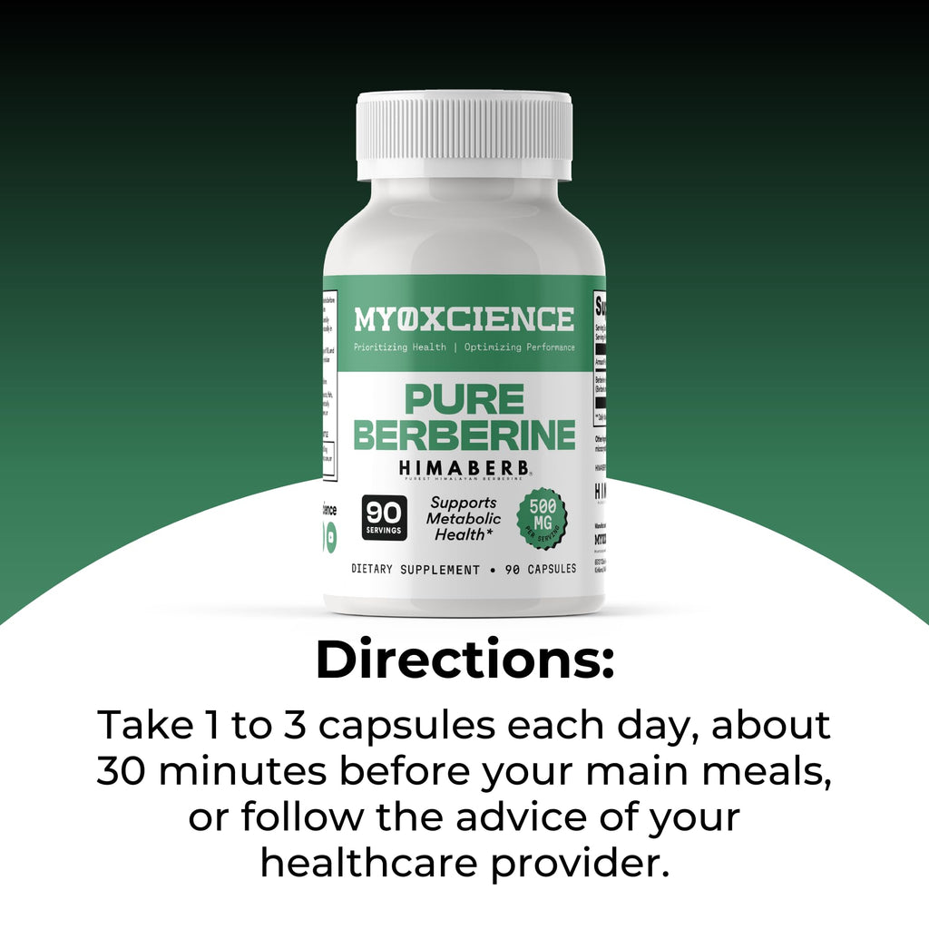 MYOXCIENCE Pure Berberine Himaberb | 500 mg of Berberine HCl per Serving | 90 Servings - Maple Wellness Supplements