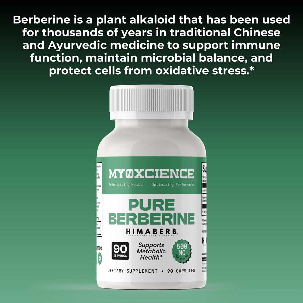 MYOXCIENCE Pure Berberine Himaberb | 500 mg of Berberine HCl per Serving | 90 Servings - Maple Wellness Supplements