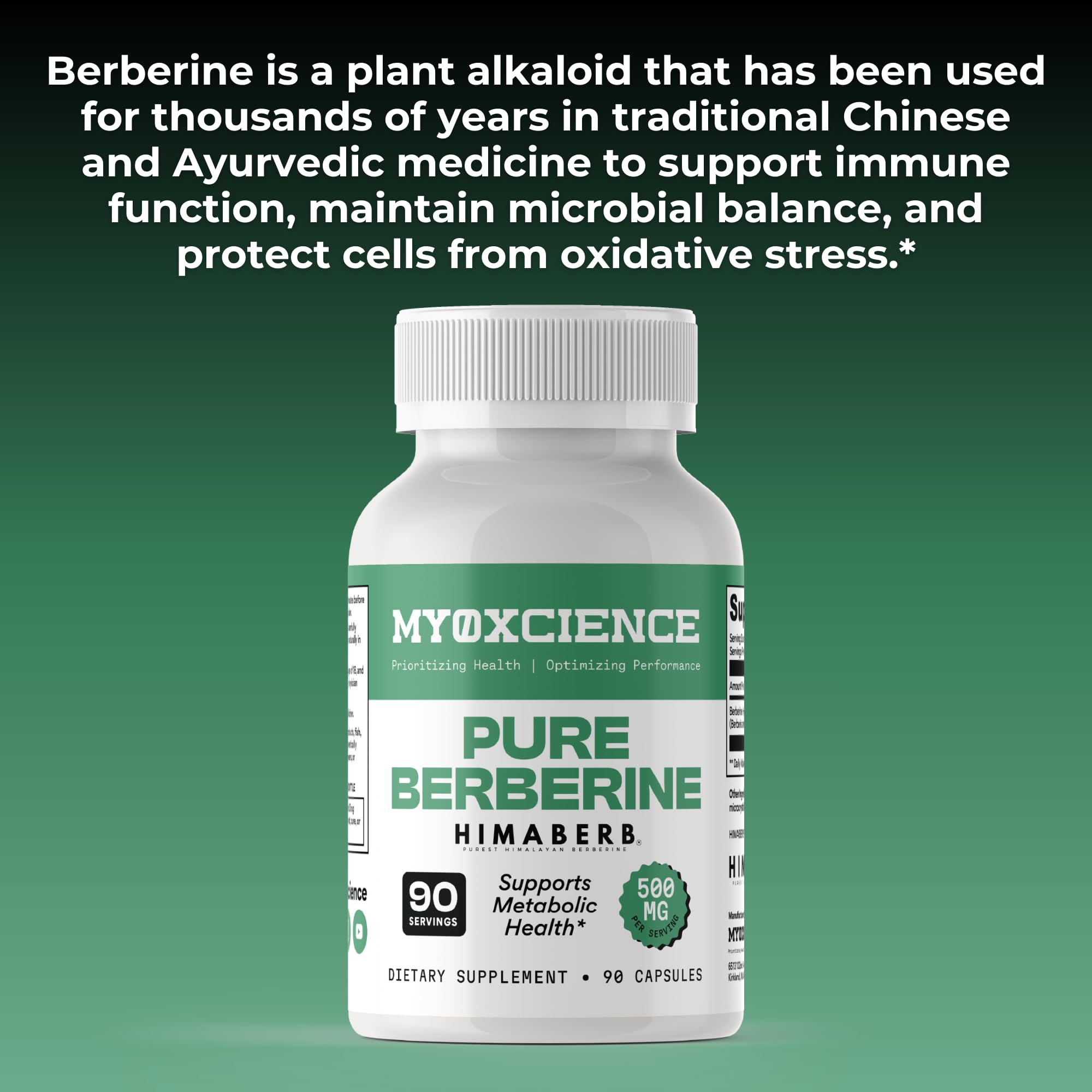 MYOXCIENCE Pure Berberine Himaberb | 500 mg of Berberine HCl per Serving | 90 Servings - Maple Wellness Supplements