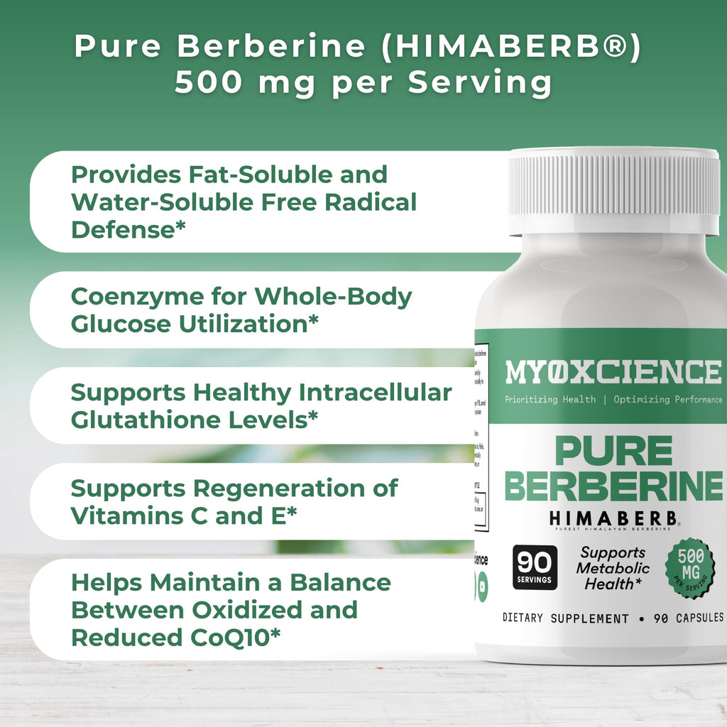 MYOXCIENCE Pure Berberine Himaberb | 500 mg of Berberine HCl per Serving | 90 Servings - Maple Wellness Supplements