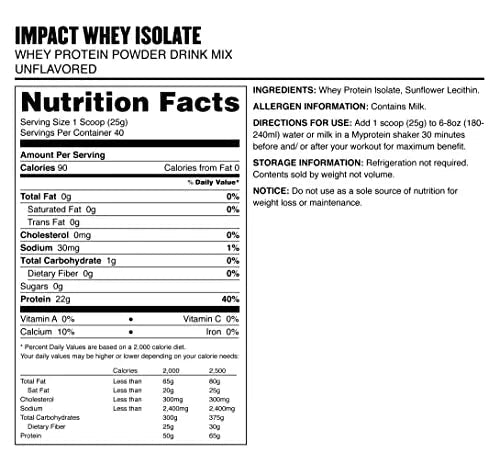 Myprotein Impact Whey Isolate Protein Powder, Gluten Free Protein Powder, Muscle Mass - TrustMedUSA