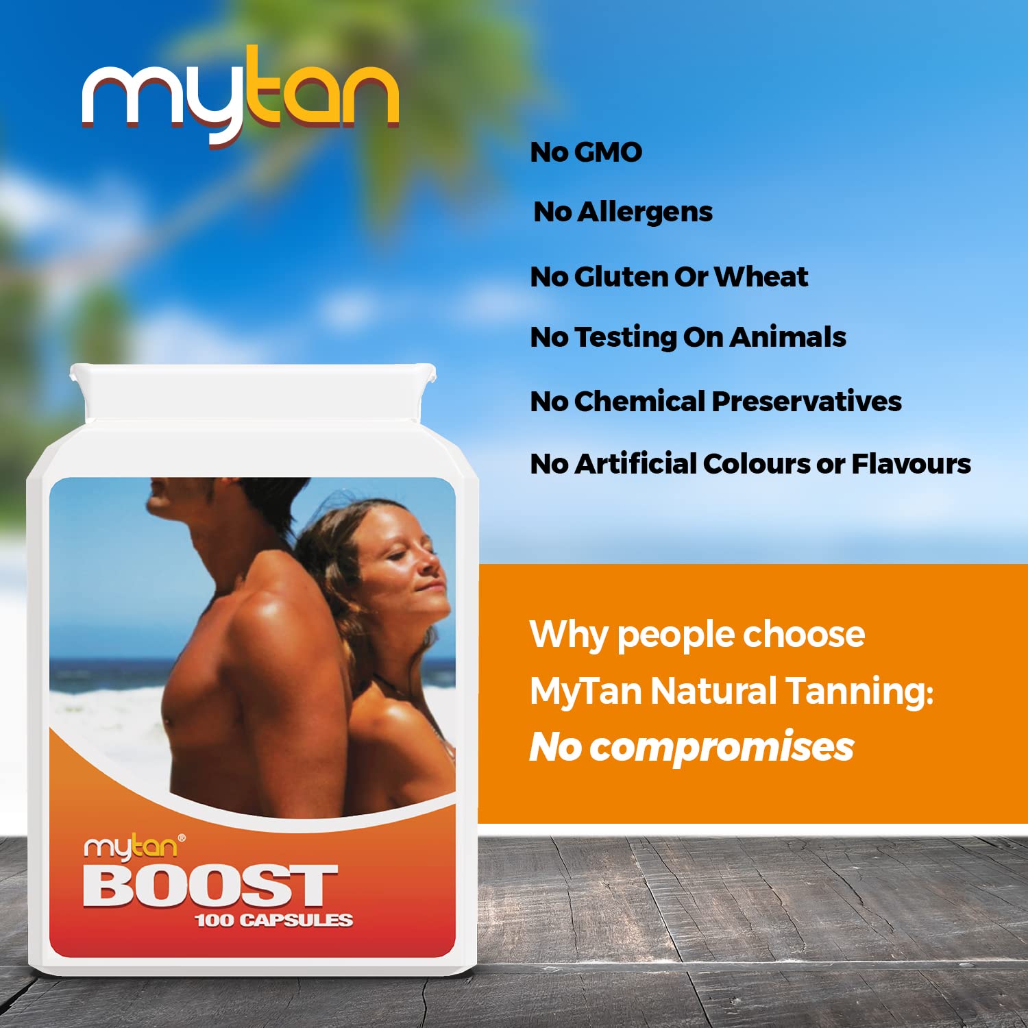 MyTan Boost Tan Pills | 100 Capsules | Sun Tan Accelerator | Natural Tanning Supplement | Tyrosine, Copper Multivitamin | 25-Day Extended Holiday Supply - TrustMedUSA