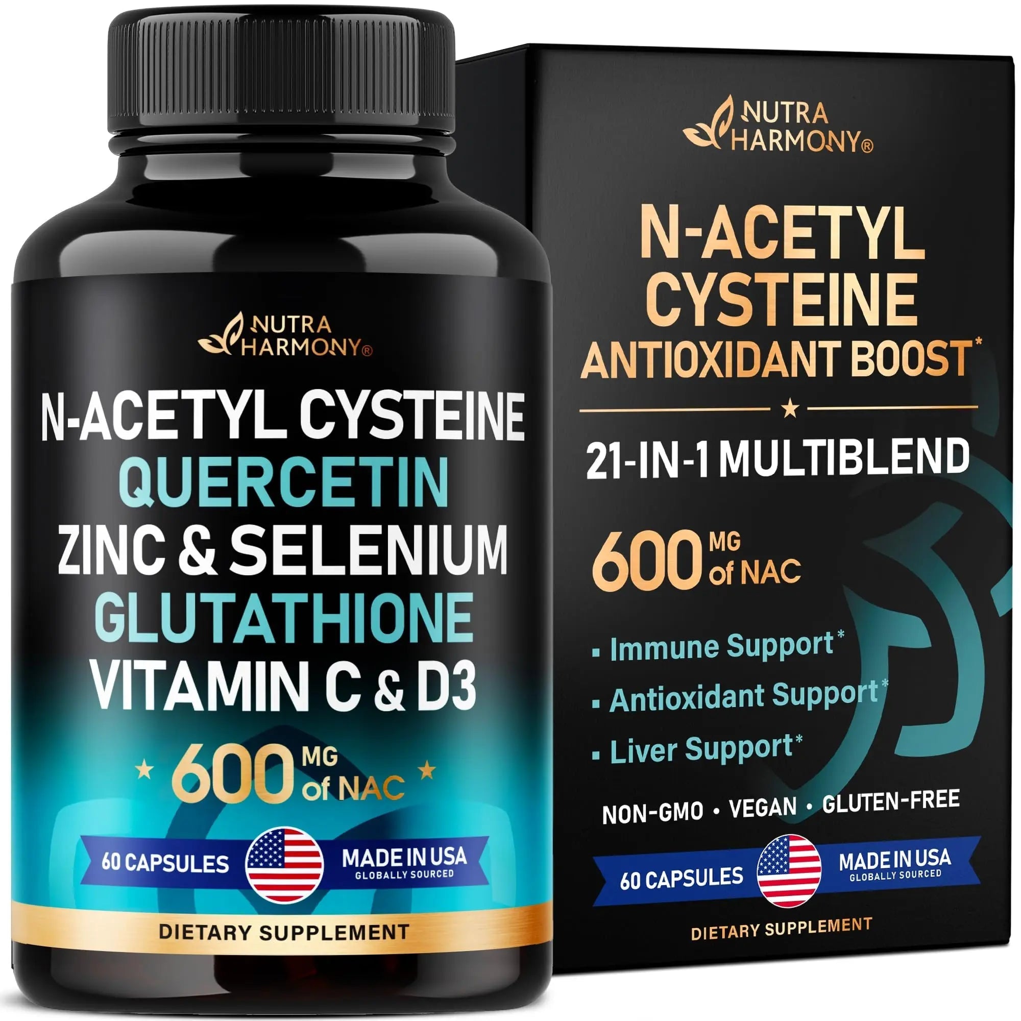 NAC 600 mg Supplement | Quercetin | Zinc | Glutathione | Selenium | Vitamin C & D3 - TrustMedUSA