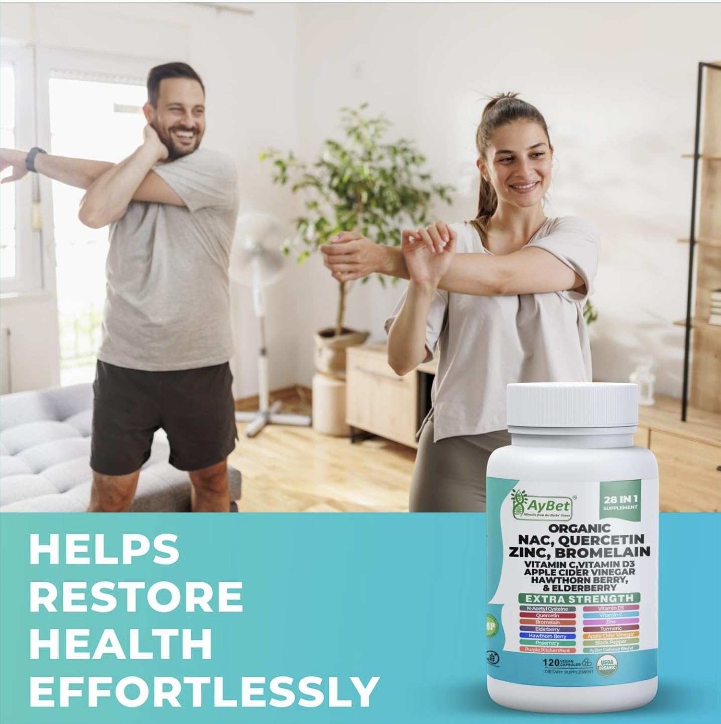 NAC-n-acetyl cysteine- Quercetin Zinc Bromelain Supplement | Extra Strength with Vit C, D3, Apple Cider Vinegar, Elderberry, Hawthorn Berry, Turmeric | Immune Support|120 Vegan Capsules | USDA Organic - TrustMedUSA