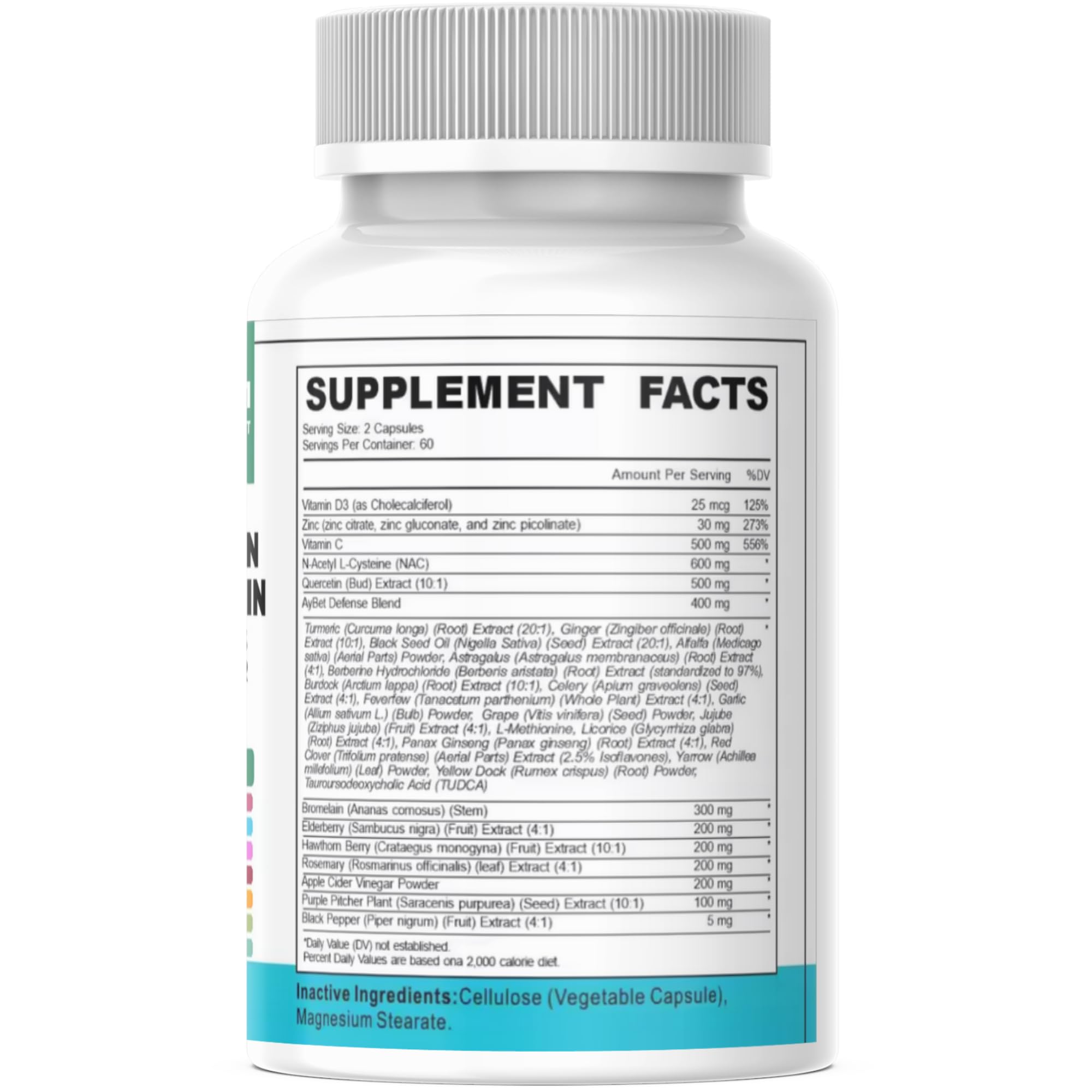 NAC-n-acetyl cysteine- Quercetin Zinc Bromelain Supplement | Extra Strength with Vit C, D3, Apple Cider Vinegar, Elderberry, Hawthorn Berry, Turmeric | Immune Support|120 Vegan Capsules | USDA Organic - TrustMedUSA