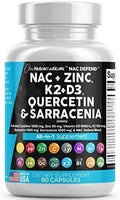 NAC Supplement N-Acetyl Cysteine 1000mg Vitamin D3 K2 Zinc Quercetin - TrustMedUSA