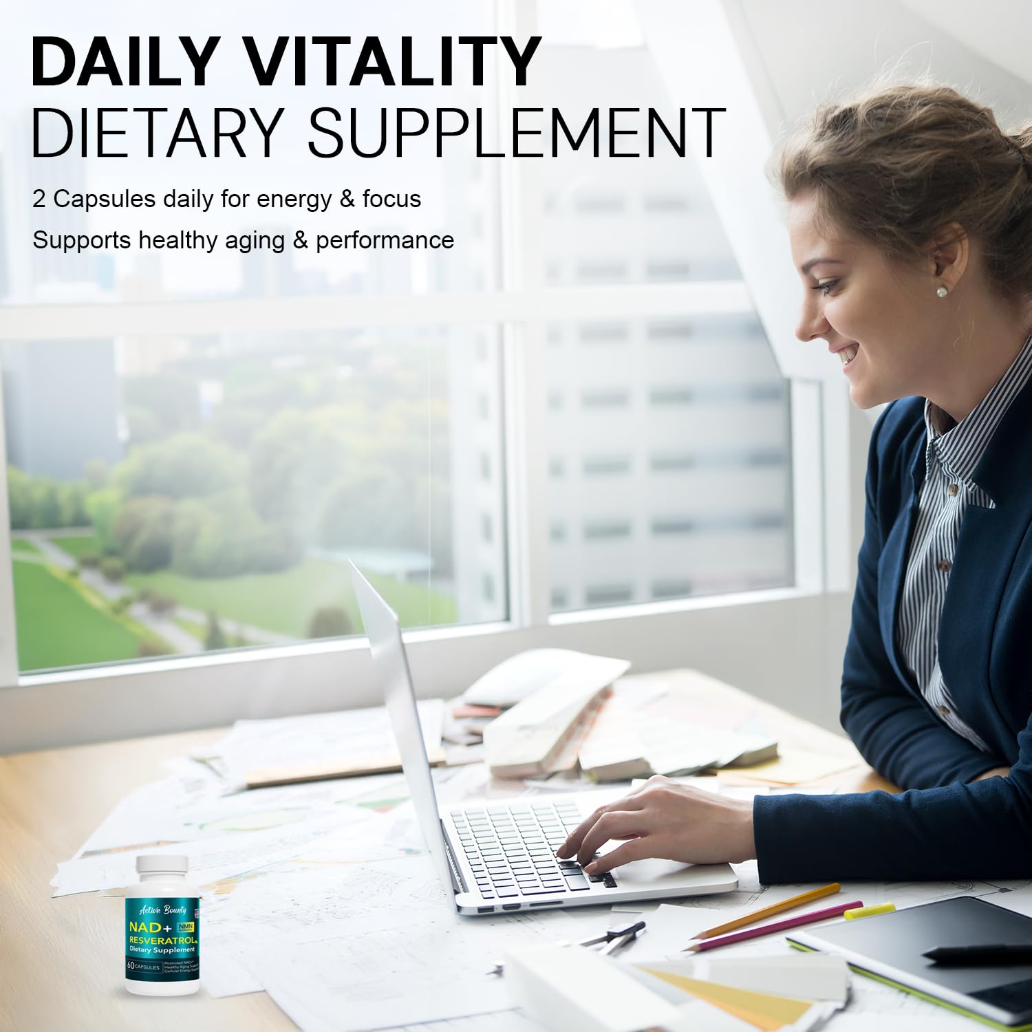 NAD+ Resveratrol Supplement with Quercetin – NMN Alternative for Cellular Energy Support, Focus & Healthy Aging – High Potency 500mg NAD+ Formula, Vegan, Non-GMO, Gluten-Free, Made in USA, 60 Capsules - TrustMedUSA