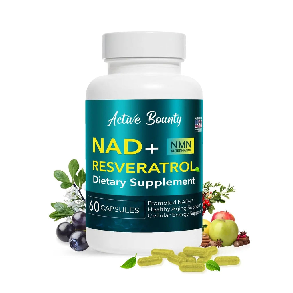 NAD+ Resveratrol Supplement with Quercetin – NMN Alternative for Cellular Energy Support, Focus & Healthy Aging – High Potency 500mg NAD+ Formula, Vegan, Non-GMO, Gluten-Free, Made in USA, 60 Capsules - TrustMedUSA