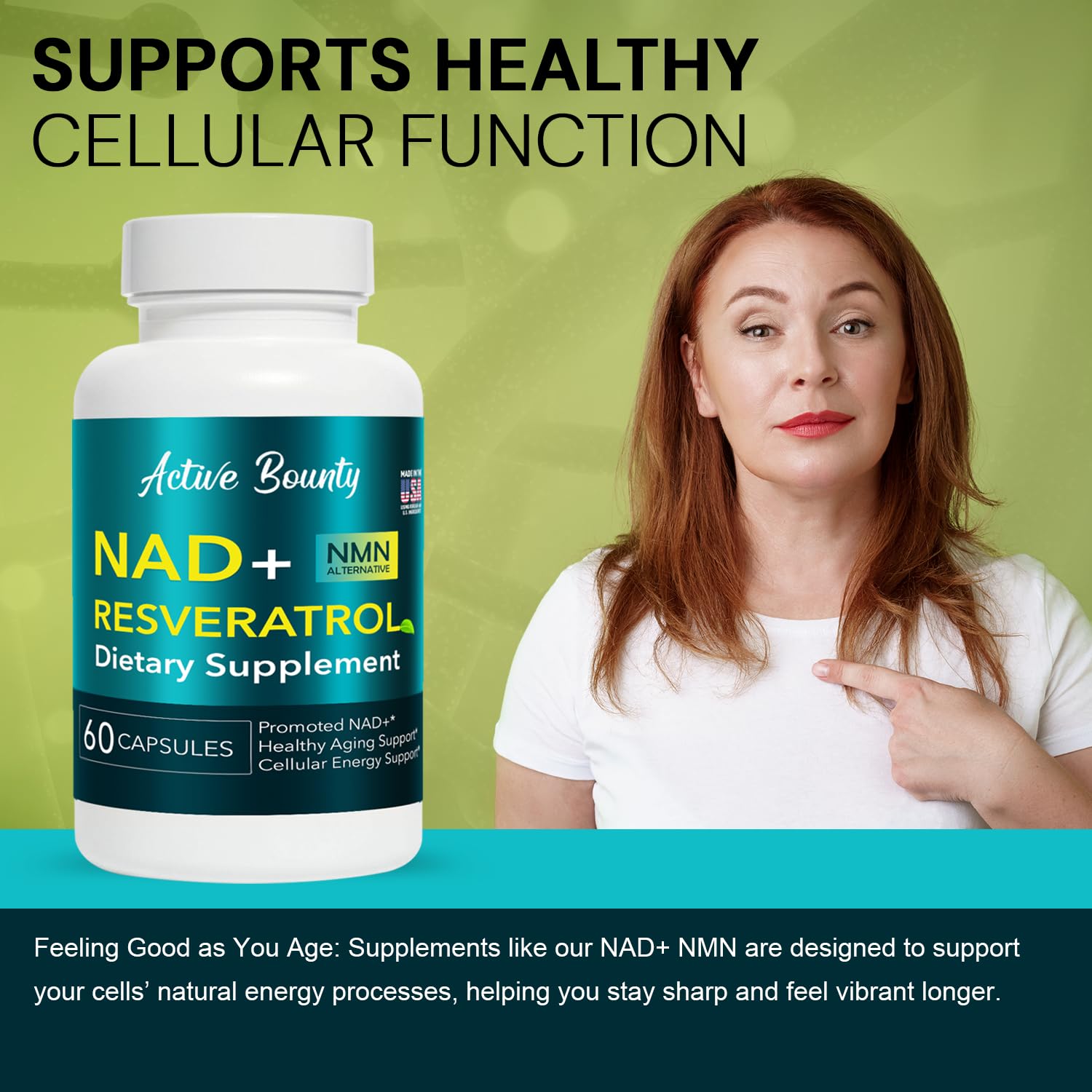 NAD+ Resveratrol Supplement with Quercetin – NMN Alternative for Cellular Energy Support, Focus & Healthy Aging – High Potency 500mg NAD+ Formula, Vegan, Non-GMO, Gluten-Free, Made in USA, 60 Capsules - TrustMedUSA