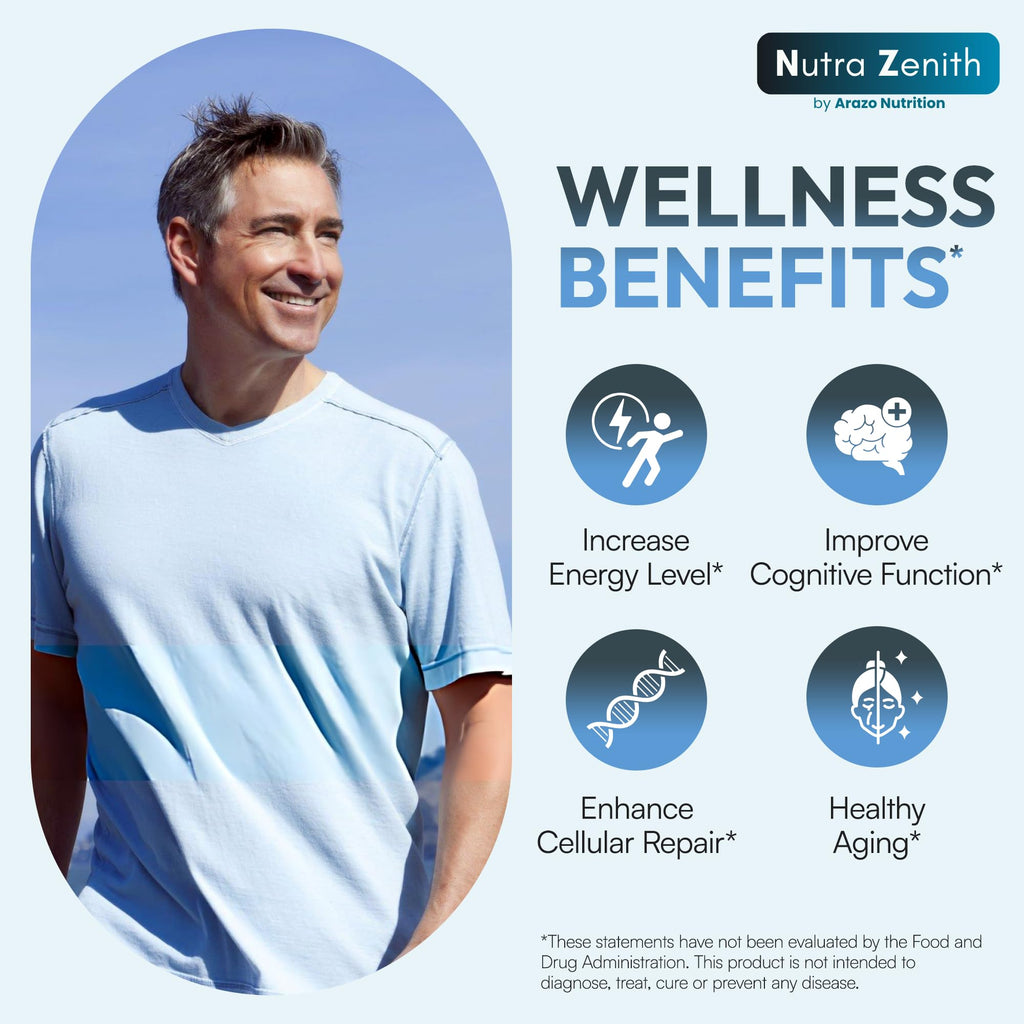 NAD+ Supplement with Nicotinamide Riboside (NMN Alternative), CoQ10 & Resveratrol – 60 Capsules for Healthy Aging Support, Energy Boost & Cognitive Function Enhancement – Cellular Renewal & Vitality - TrustMedUSA