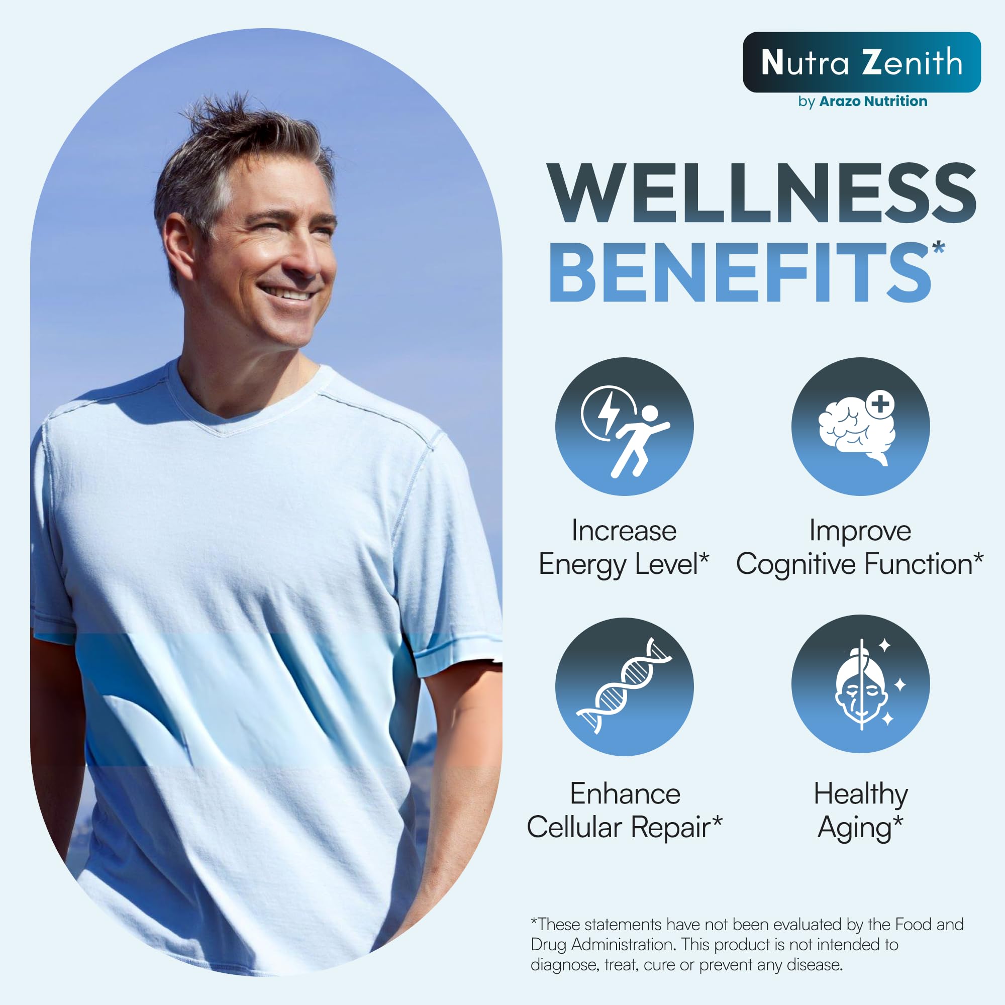 NAD+ Supplement with Nicotinamide Riboside (NMN Alternative), CoQ10 & Resveratrol – 60 Capsules for Healthy Aging Support, Energy Boost & Cognitive Function Enhancement – Cellular Renewal & Vitality - TrustMedUSA
