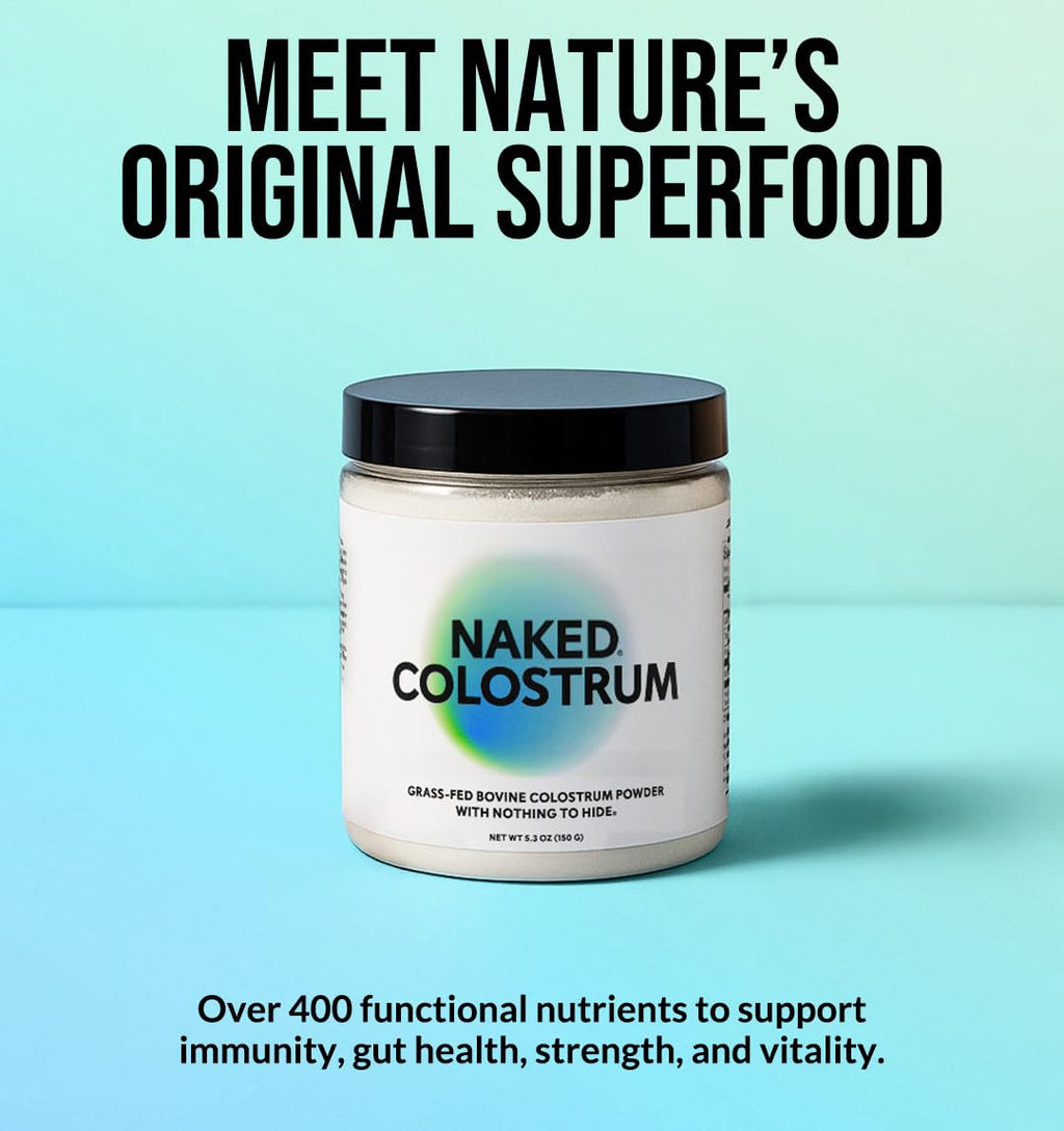 NAKED Colostrum Powder – 100% Grass-Fed Bovine Colostrum Supplement from US Farms | Tested at 20%+ IgG | Gut Health, Immunity, Recovery & Skin Support - 150 Servings - TrustMedUSA