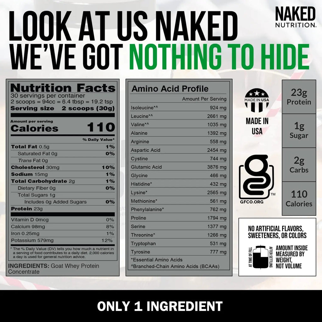 NAKED nutrition Naked Goat - Pasture Fed Goat Whey Protein Powder from Small-Herd - TrustMedUSA