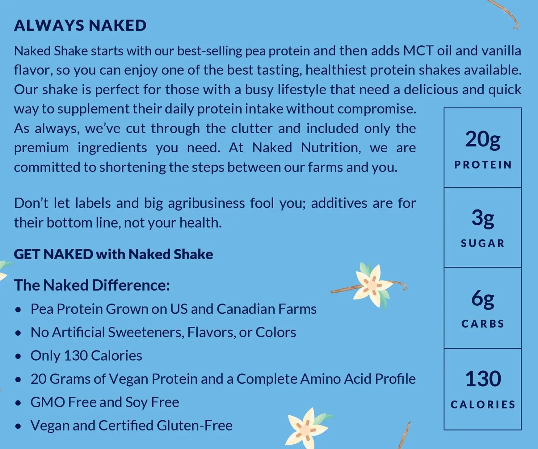 NAKED nutrition Naked Shake - Vanilla Protein Powder - Plant Based Protein Shake - TrustMedUSA