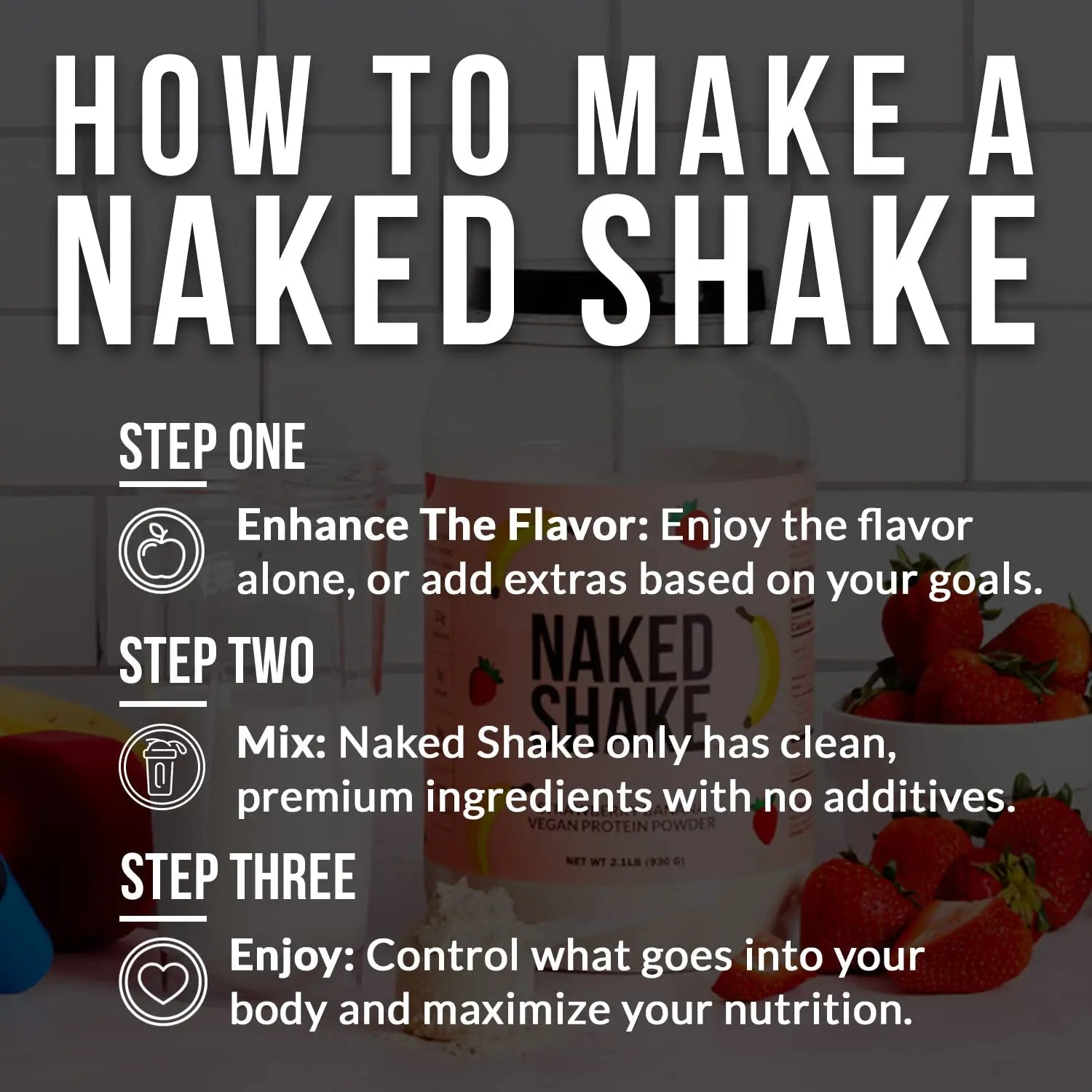 NAKED nutrition Naked Shake - Vegan Protein Powder, Strawberry Banana - Flavored Plant - TrustMedUSA