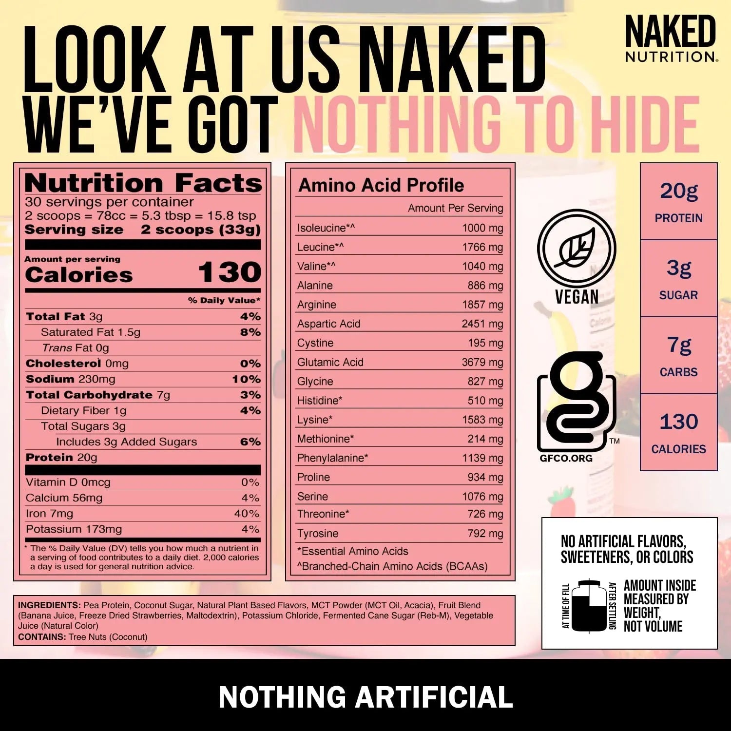 NAKED nutrition Naked Shake - Vegan Protein Powder, Strawberry Banana - Flavored Plant - TrustMedUSA