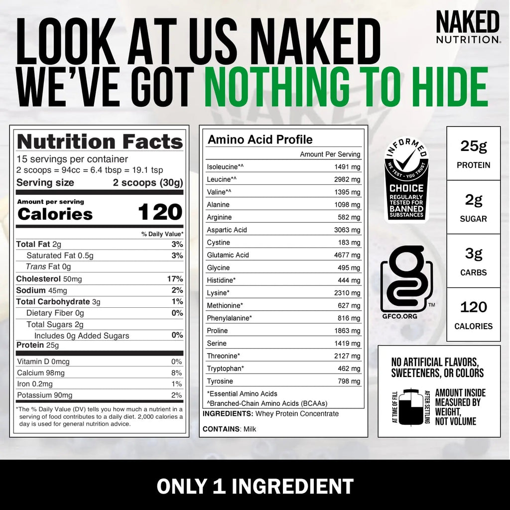 Naked Nutrition Naked Whey 1Lb - Only 1 Ingredient, Grass Fed Whey Protein Powder - TrustMedUSA