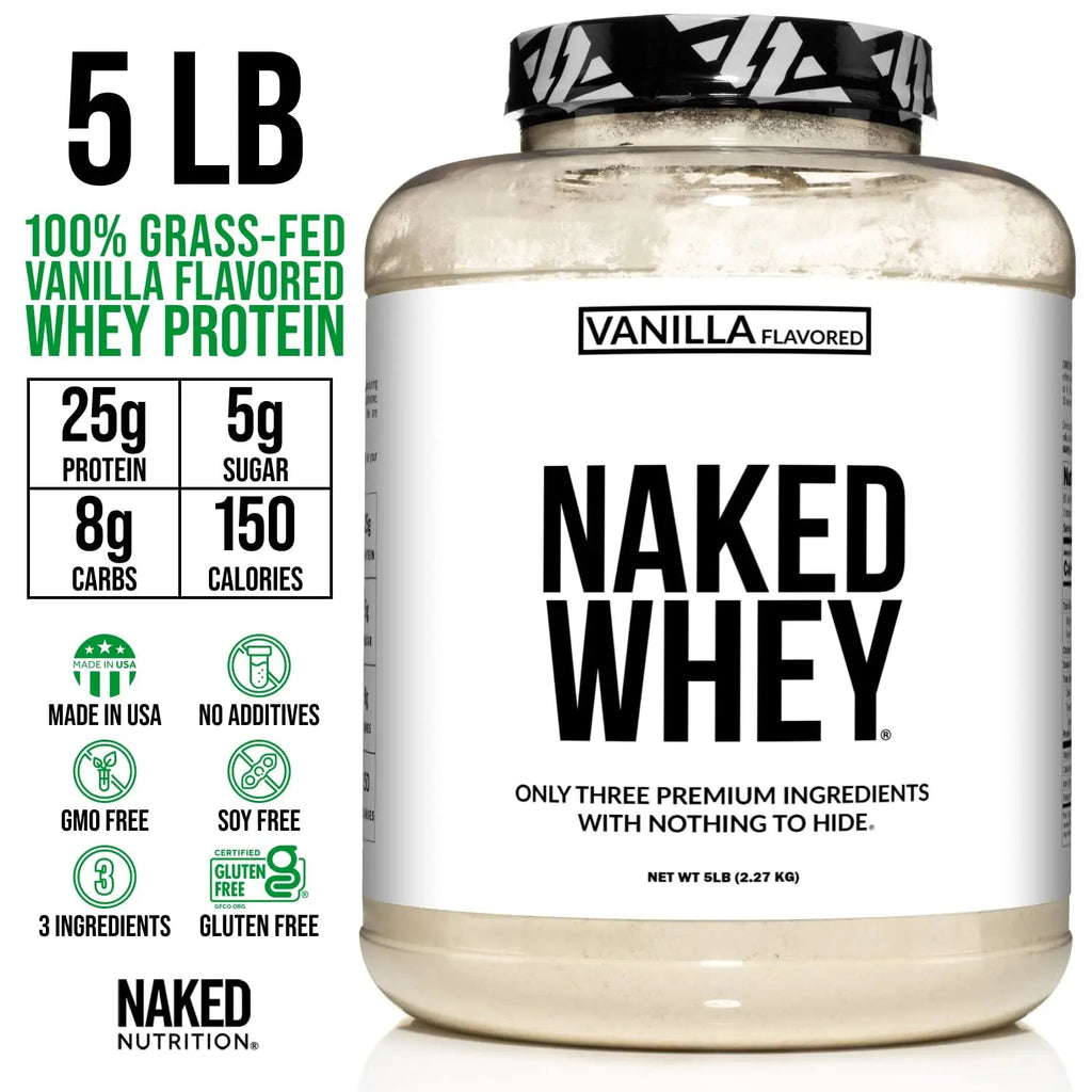 NAKED Nutrition Whey Vanilla Protein - All Natural Grass Fed Whey Protein Powder - TrustMedUSA
