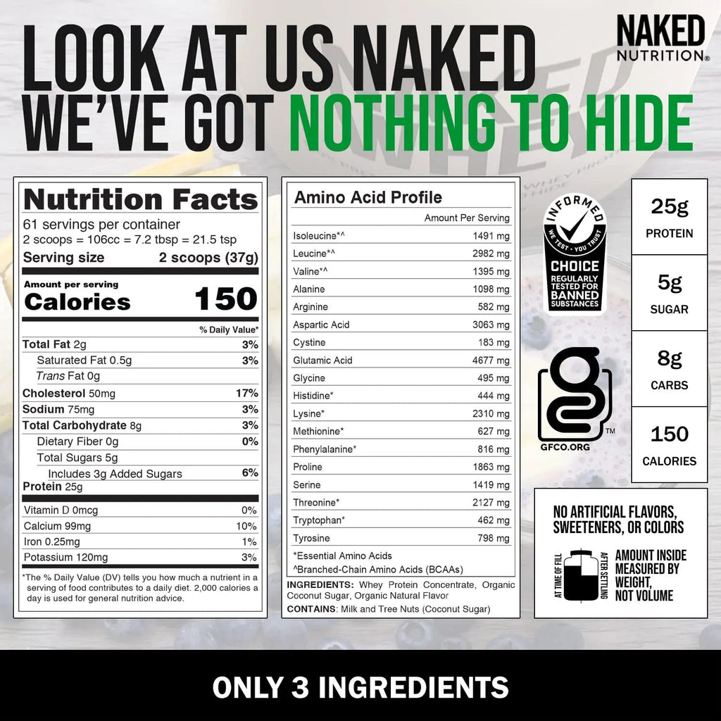 NAKED Nutrition Whey Vanilla Protein - All Natural Grass Fed Whey Protein Powder - TrustMedUSA