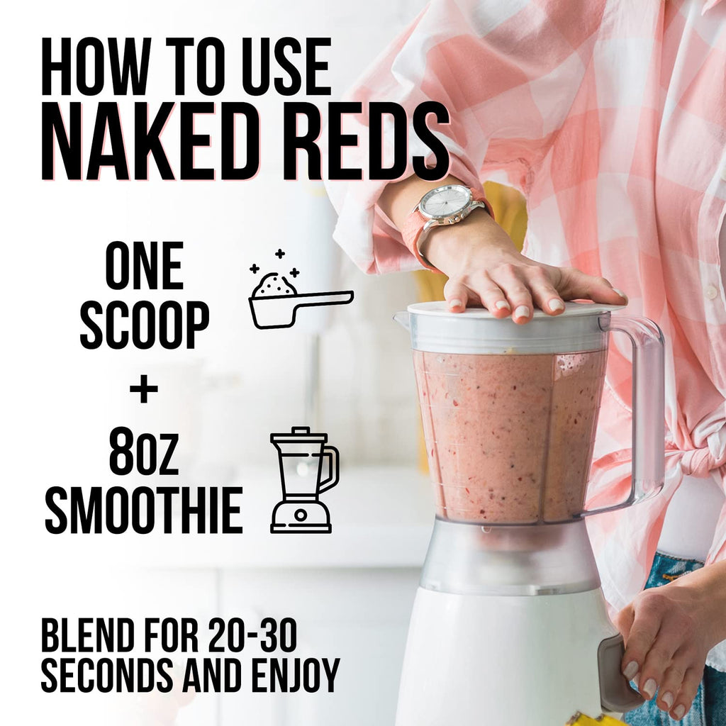 NAKED Reds Superfood Powder - Healthy, Energizing Polyphenol Fruit Powder Mix, No Fillers, No Additives, Vegan, Non-GMO, Gluten Free - 28 Servings - TrustMedUSA