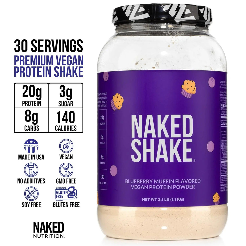 Naked Shake - Blueberry Muffin Protein Powder - Flavored Plant Based Protein - TrustMedUSA