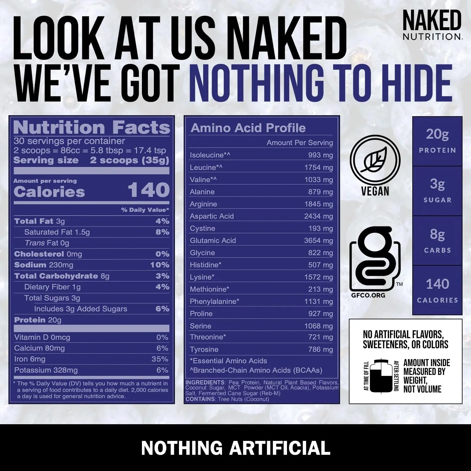 Naked Shake - Blueberry Muffin Protein Powder - Flavored Plant Based Protein - TrustMedUSA
