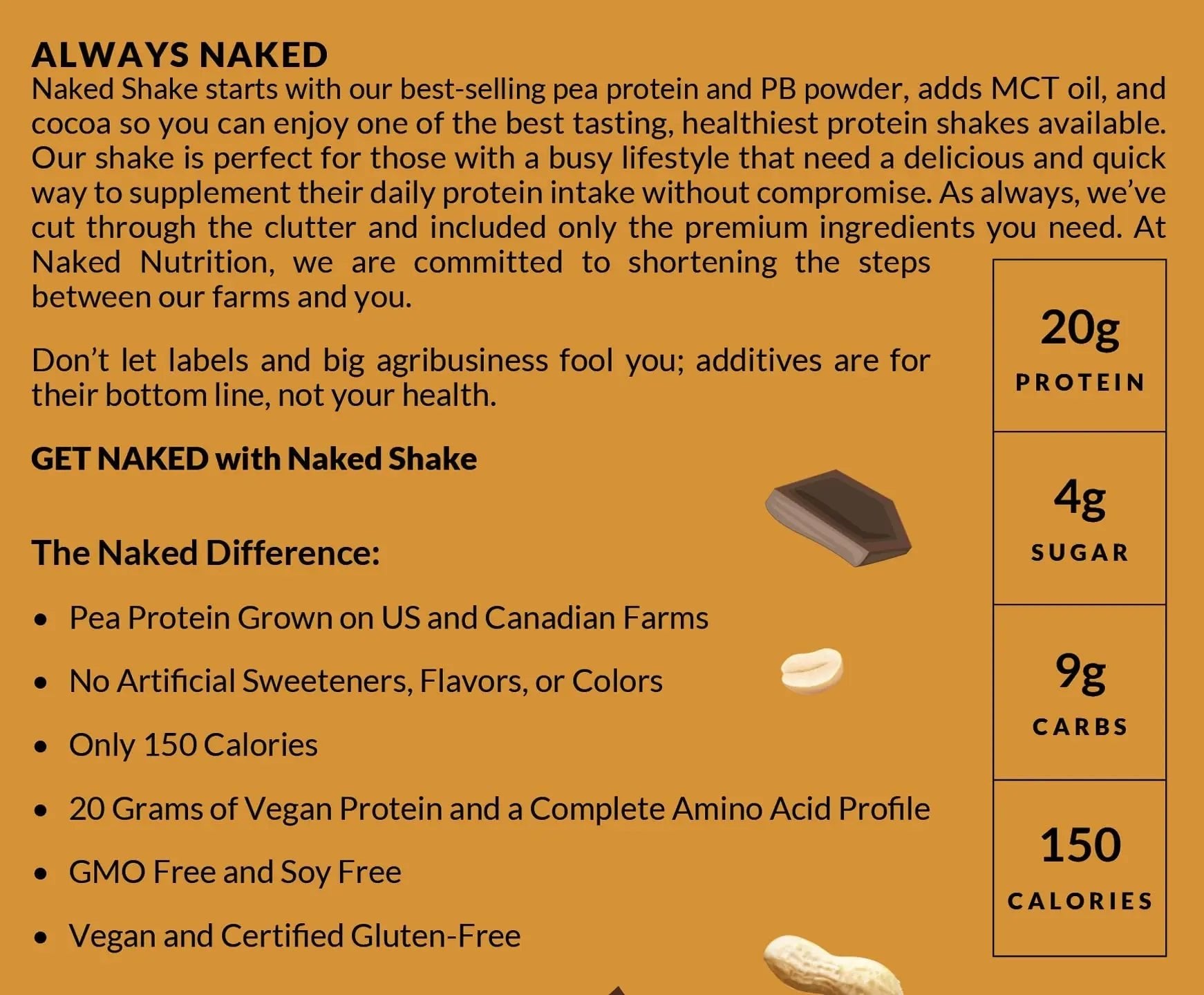 Naked Shake - Chocolate Peanut Butter Protein Powder - Vegan Protein Powder from US - TrustMedUSA
