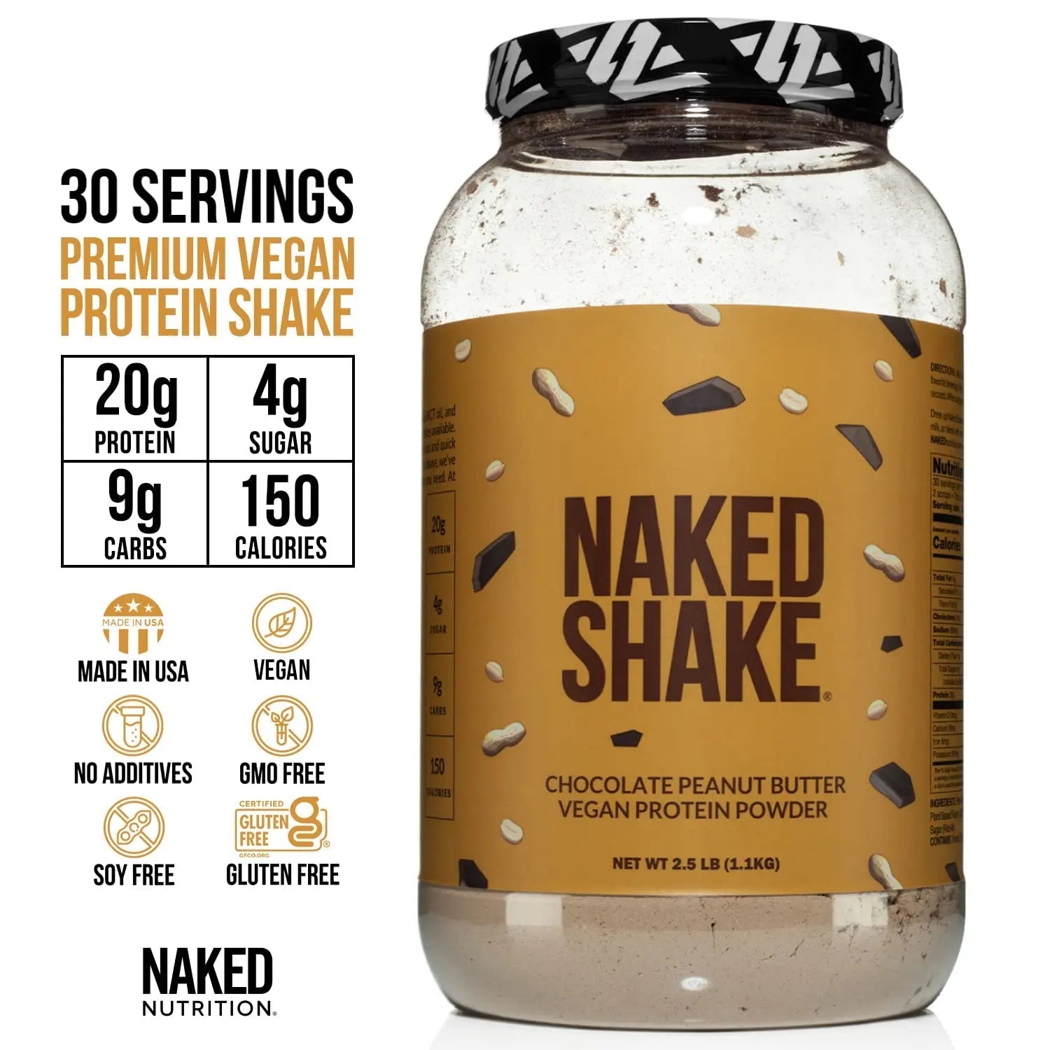 Naked Shake - Chocolate Peanut Butter Protein Powder - Vegan Protein Powder from US - TrustMedUSA