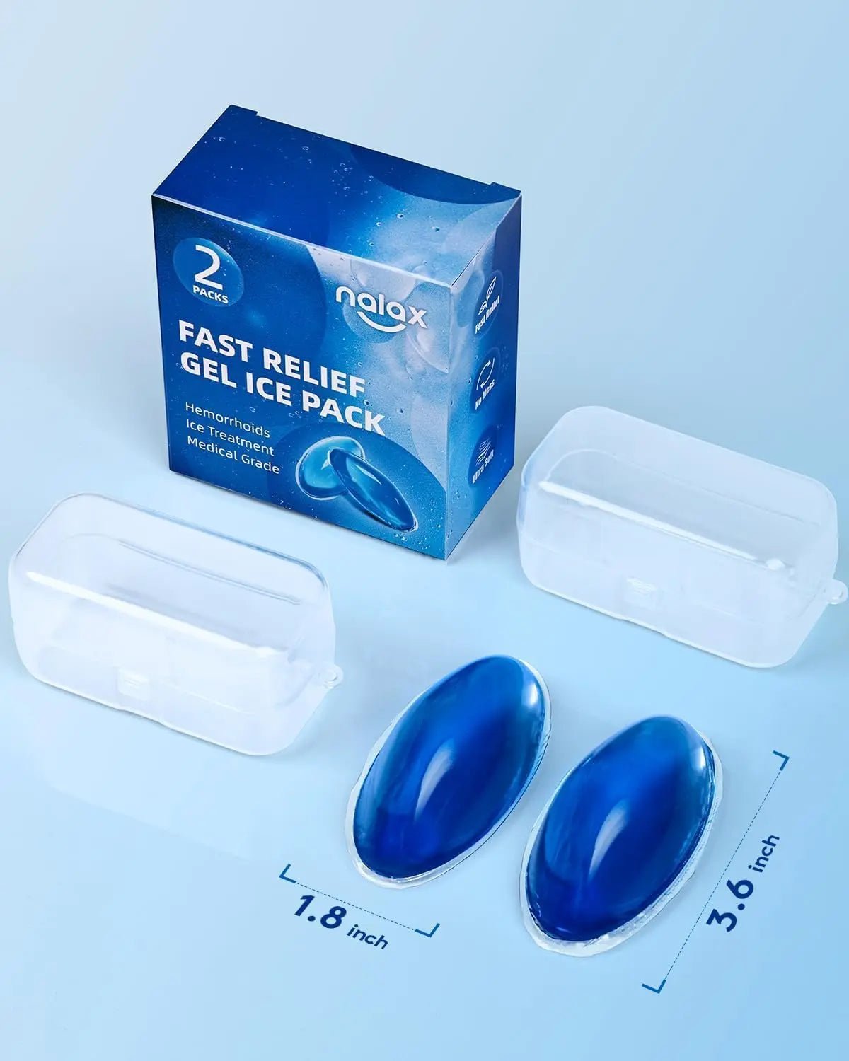nalax Hemorrhoid Ice Pack 2 Pack – Ultra-Soft Reusable Cooling Gel Pads for Fast Relief, FSA-HSA Eligible Cold Therapy for Hemorrhoid Sufferers & Postpartum Moms, Includes 2 Storage Cases - TrustMedUSA